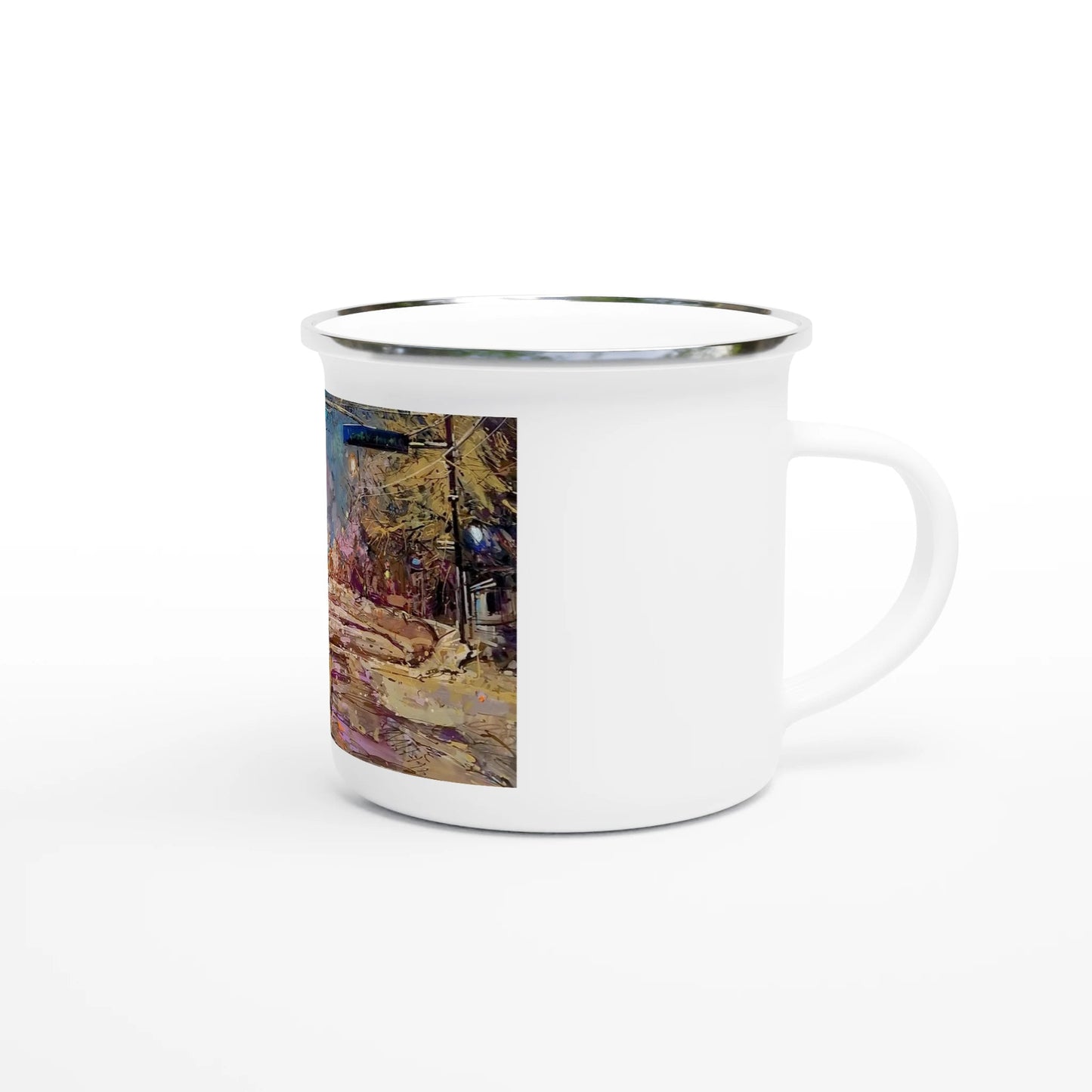 Again and again - White 12oz Enamel Mug - eduardgurevich