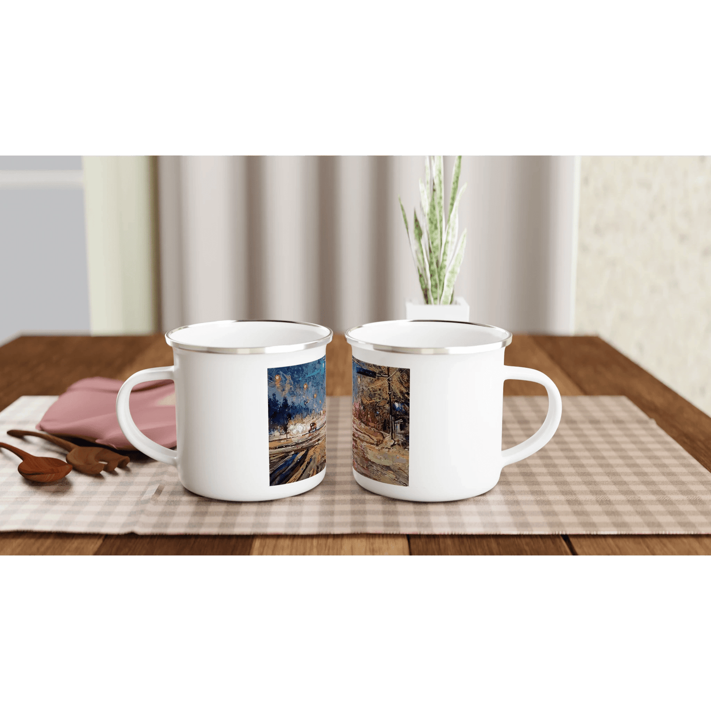 Again and again - White 12oz Enamel Mug - eduardgurevich