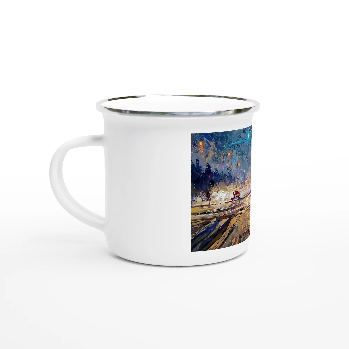 Again and again - White 12oz Enamel Mug - eduardgurevich