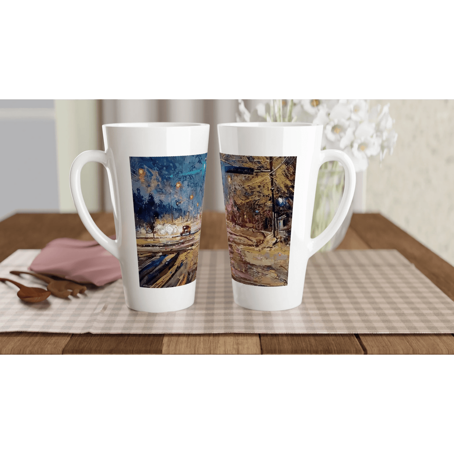 Again and again - White Latte 17oz Ceramic Mug - eduardgurevich