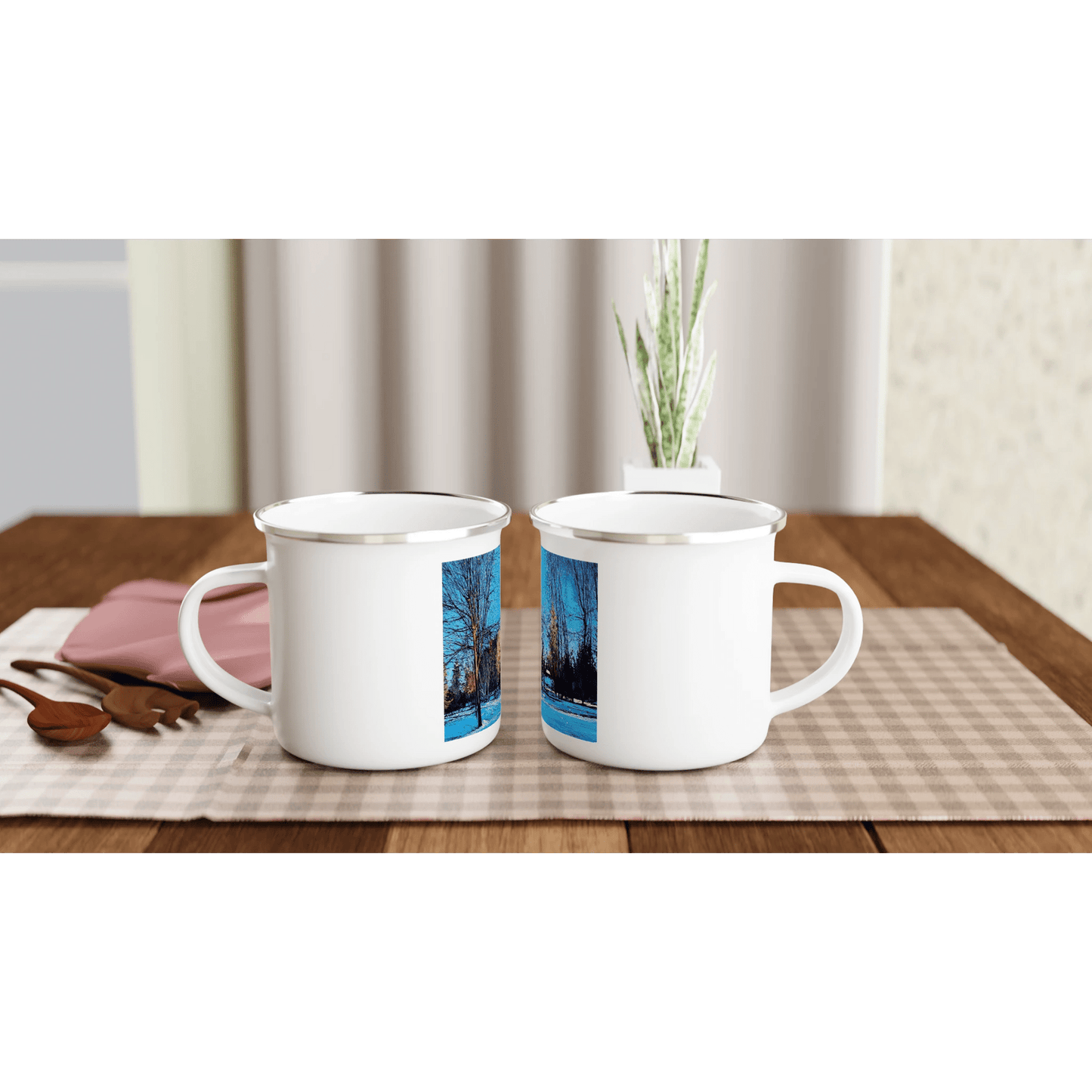 Before and after - White 12oz Enamel Mug - eduardgurevich