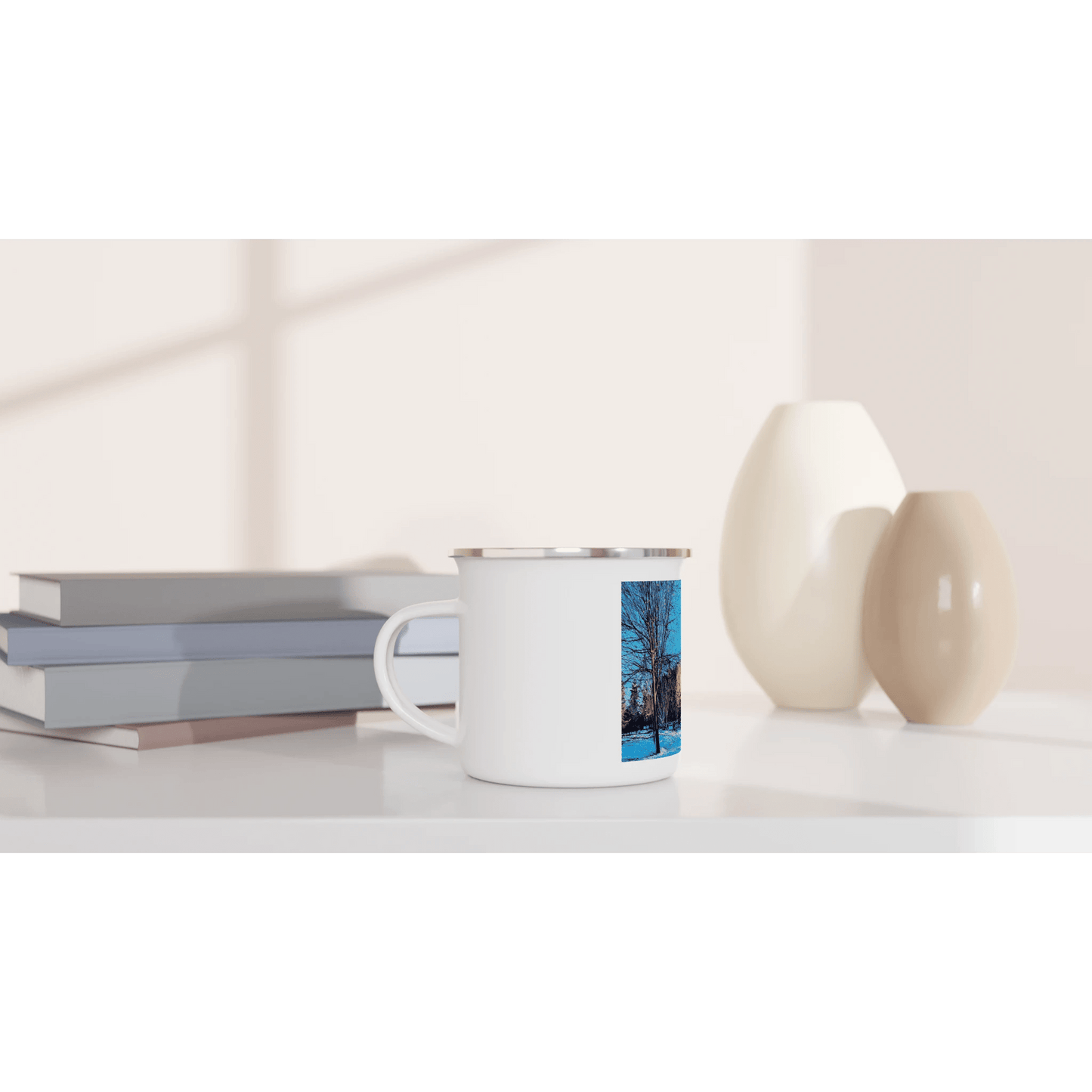 Before and after - White 12oz Enamel Mug - eduardgurevich