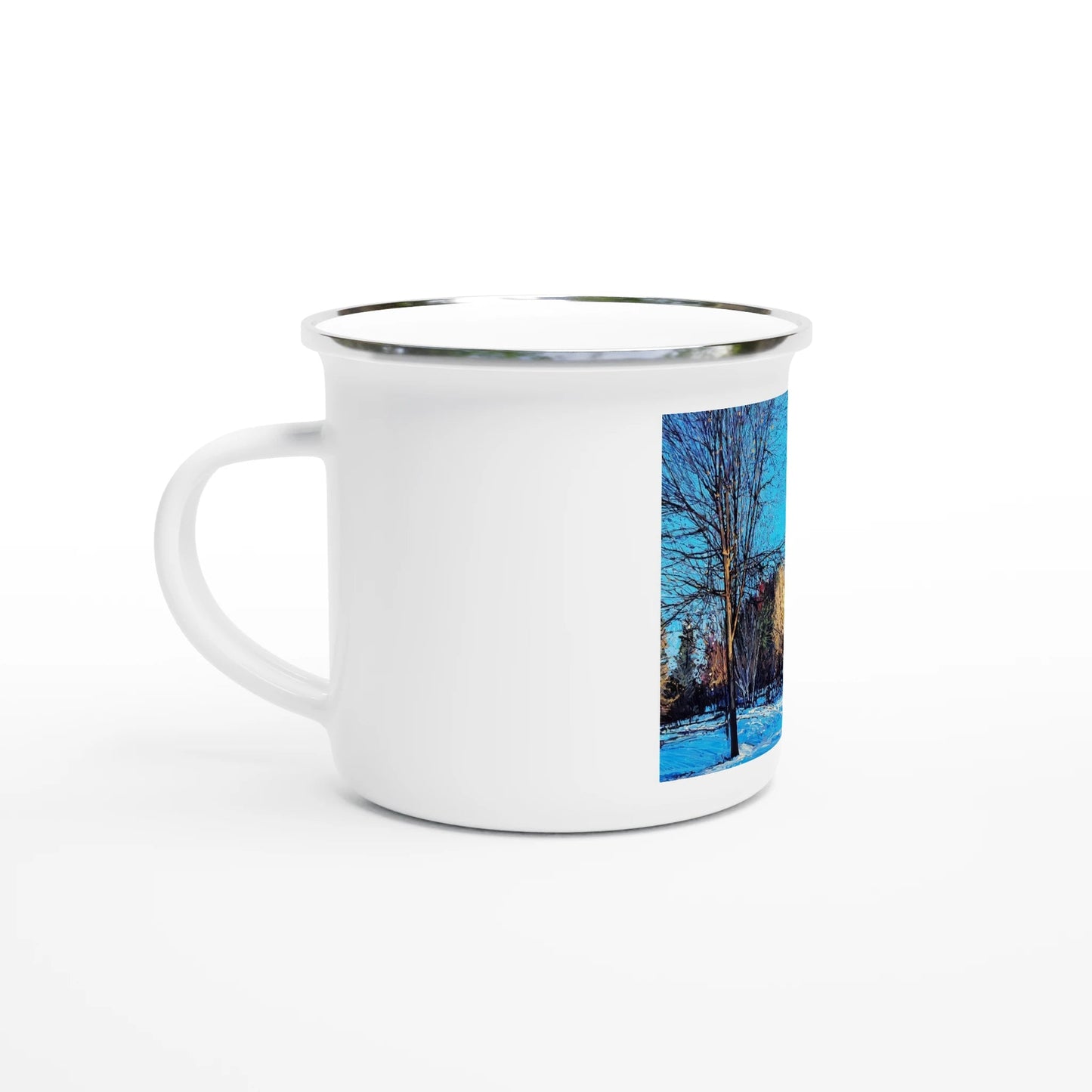 Before and after - White 12oz Enamel Mug - eduardgurevich