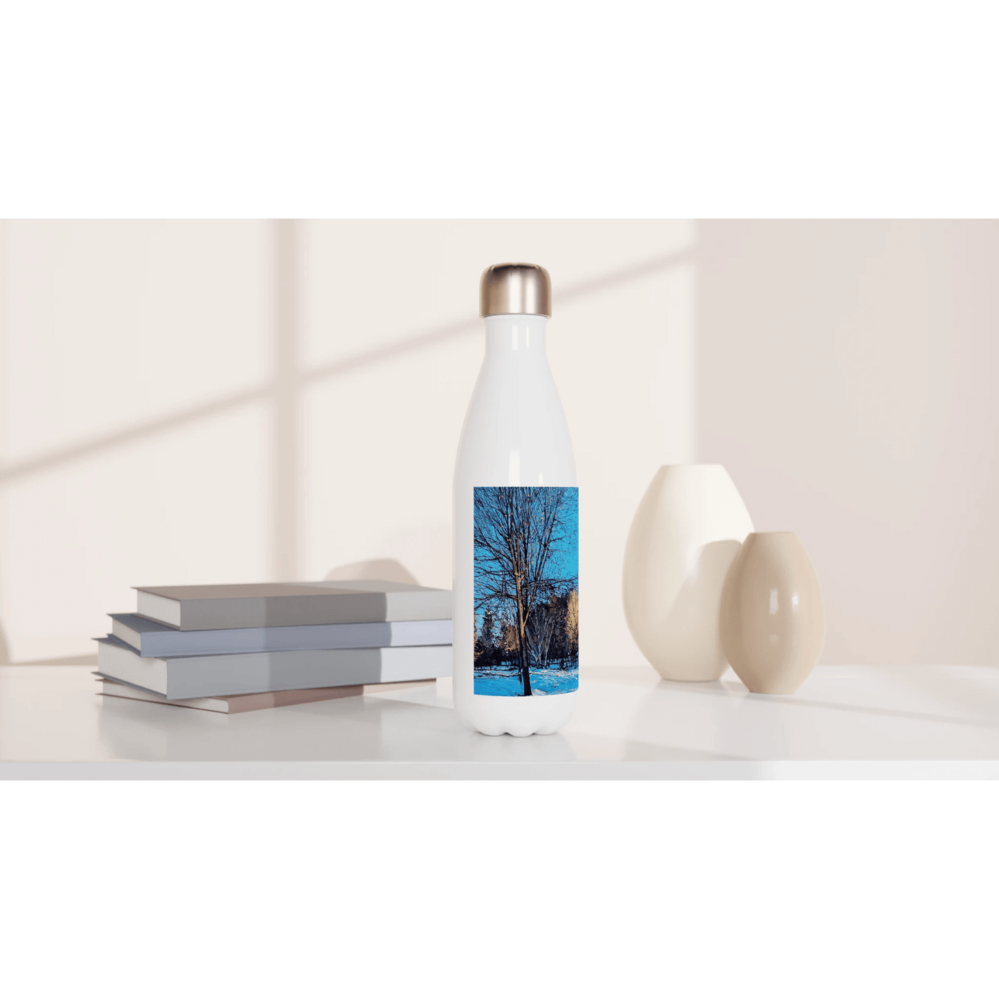 Before and after - White 17oz Stainless Steel Water Bottle - eduardgurevich