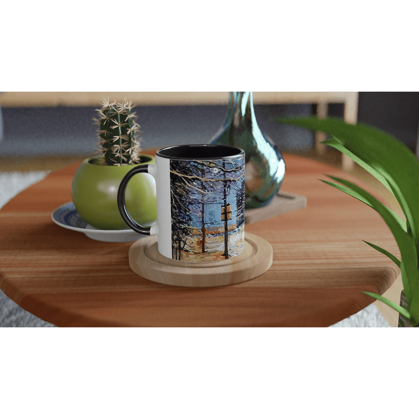Busy streets - White 11oz Ceramic Mug with Color Inside - eduardgurevich
