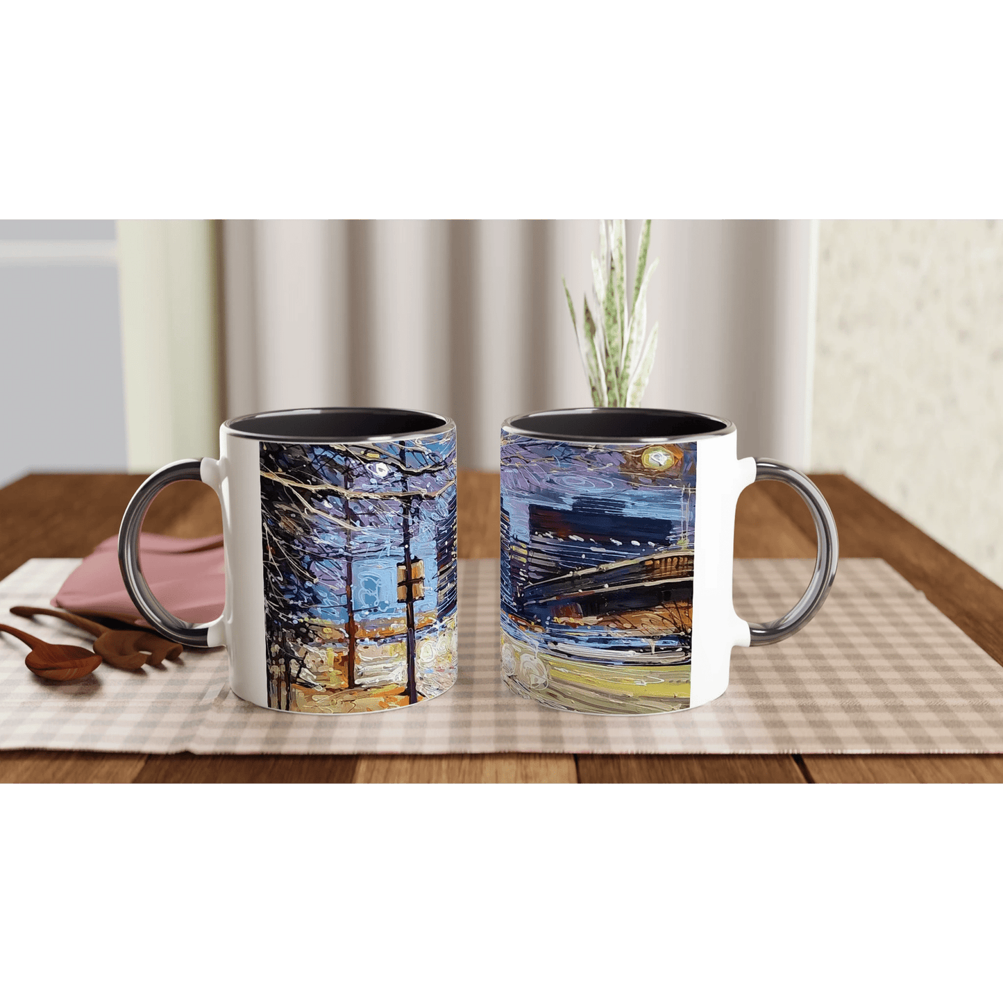 Busy streets - White 11oz Ceramic Mug with Color Inside - eduardgurevich