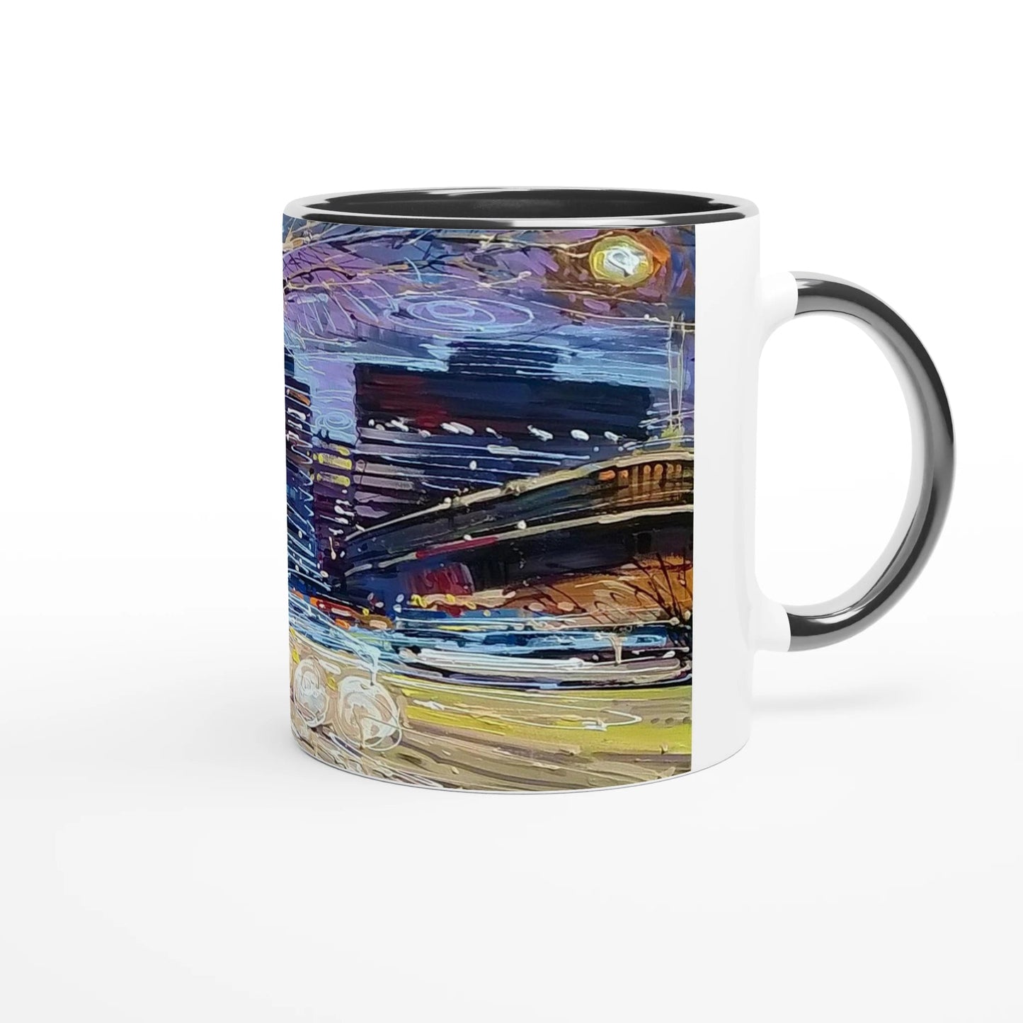 Busy streets - White 11oz Ceramic Mug with Color Inside - eduardgurevich