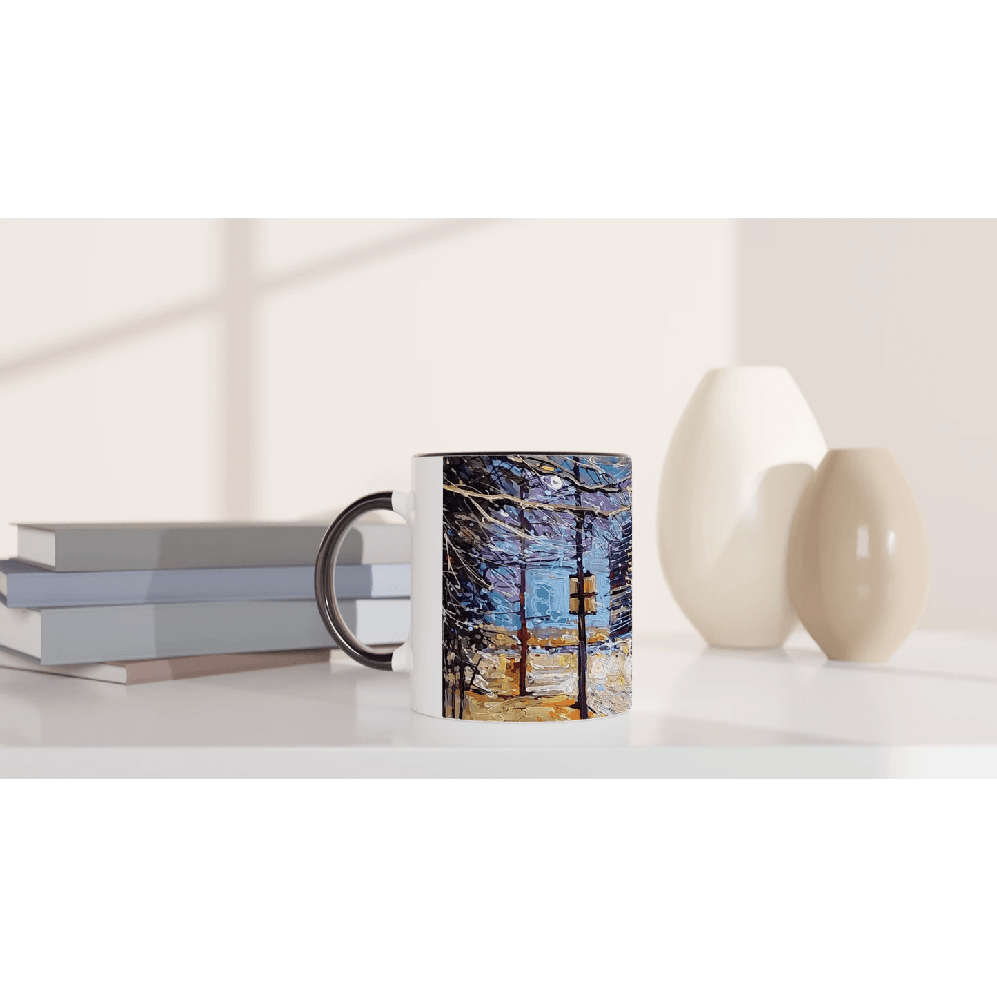 Busy streets - White 11oz Ceramic Mug with Color Inside - eduardgurevich
