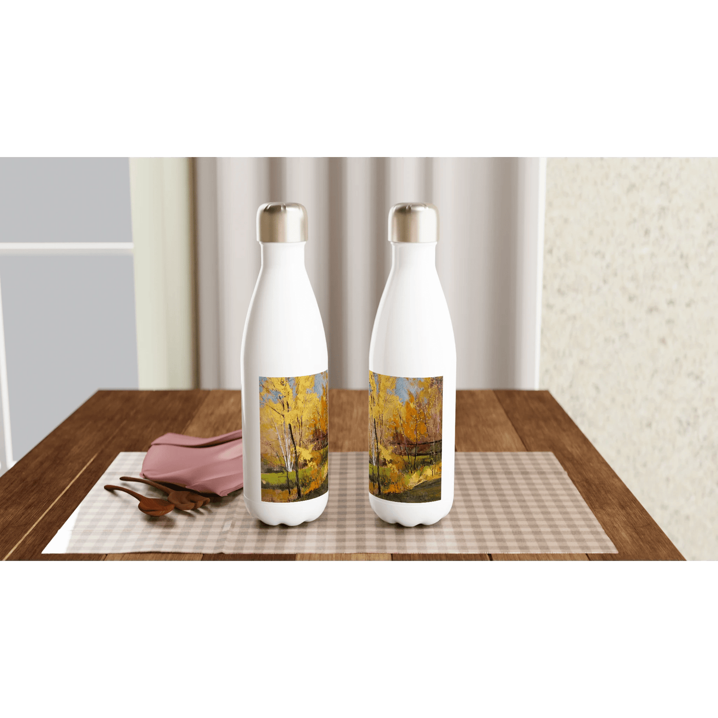 Disconnected - White 17oz Stainless Steel Water Bottle - eduardgurevich