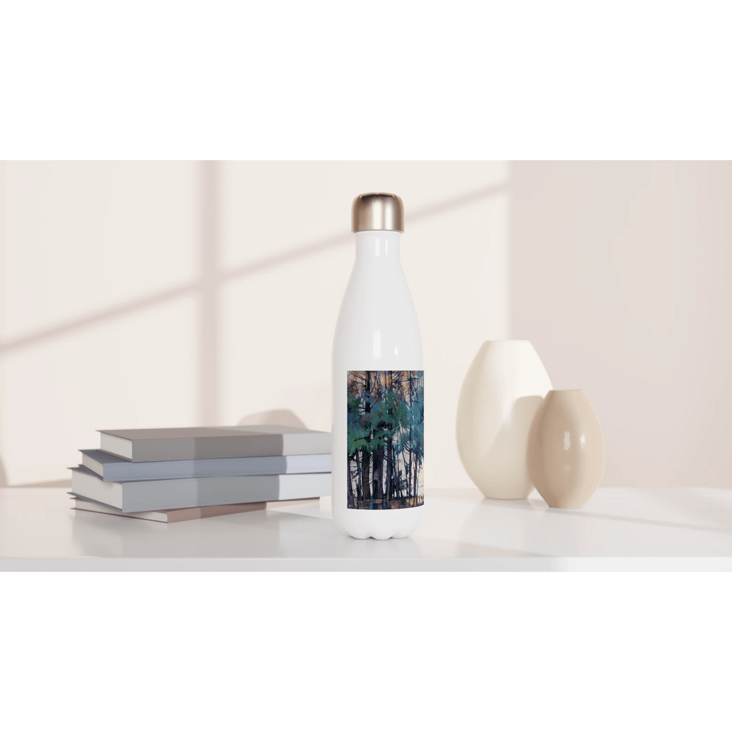 Fading - White 17oz Stainless Steel Water Bottle - eduardgurevich