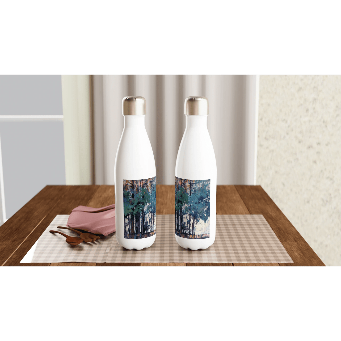 Fading - White 17oz Stainless Steel Water Bottle - eduardgurevich