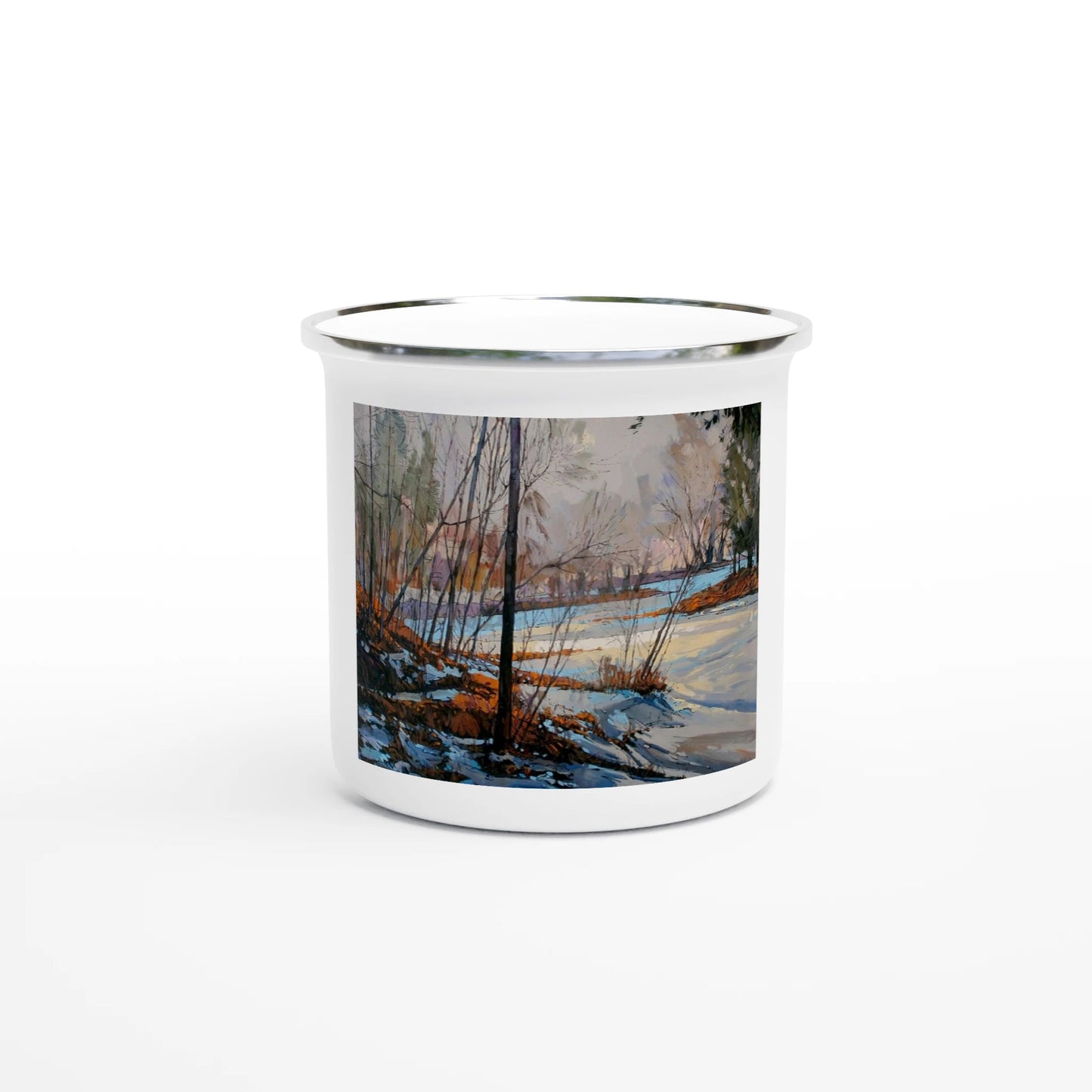 Frozen once again - White 12oz Enamel Mug - eduardgurevich