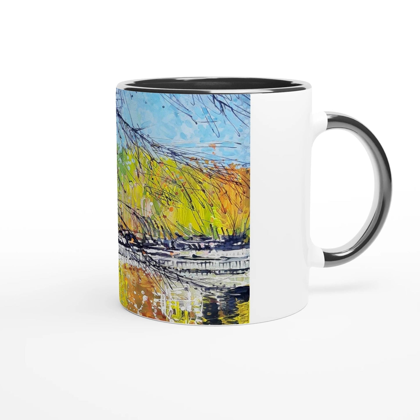 Golden triangle - White 11oz Ceramic Mug with Color Inside - eduardgurevich