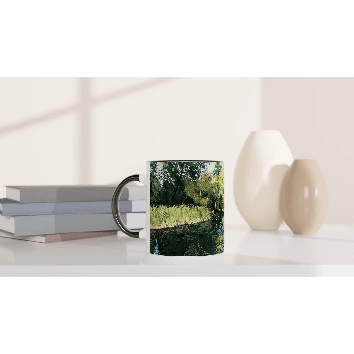 Good morning Good luck - White 11oz Ceramic Mug with Color Inside - eduardgurevich