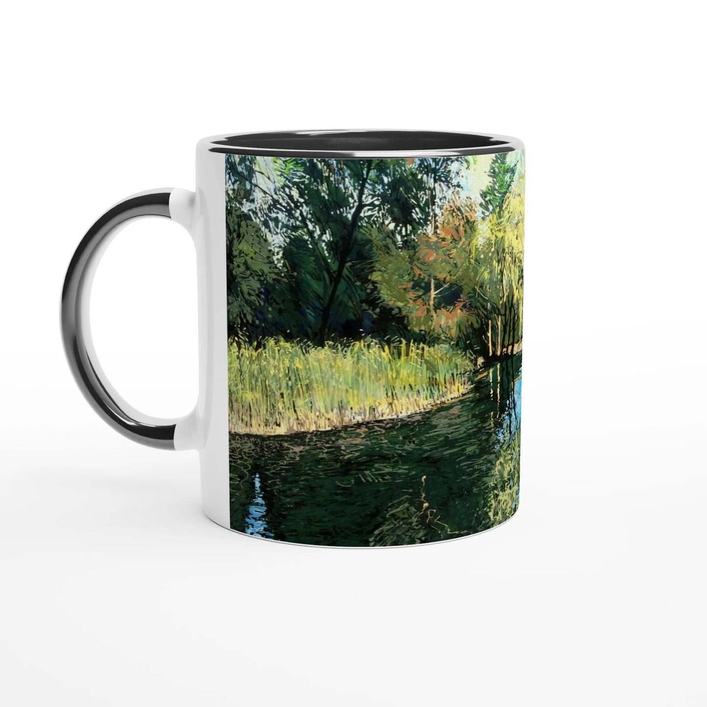 Good morning Good luck - White 11oz Ceramic Mug with Color Inside - eduardgurevich