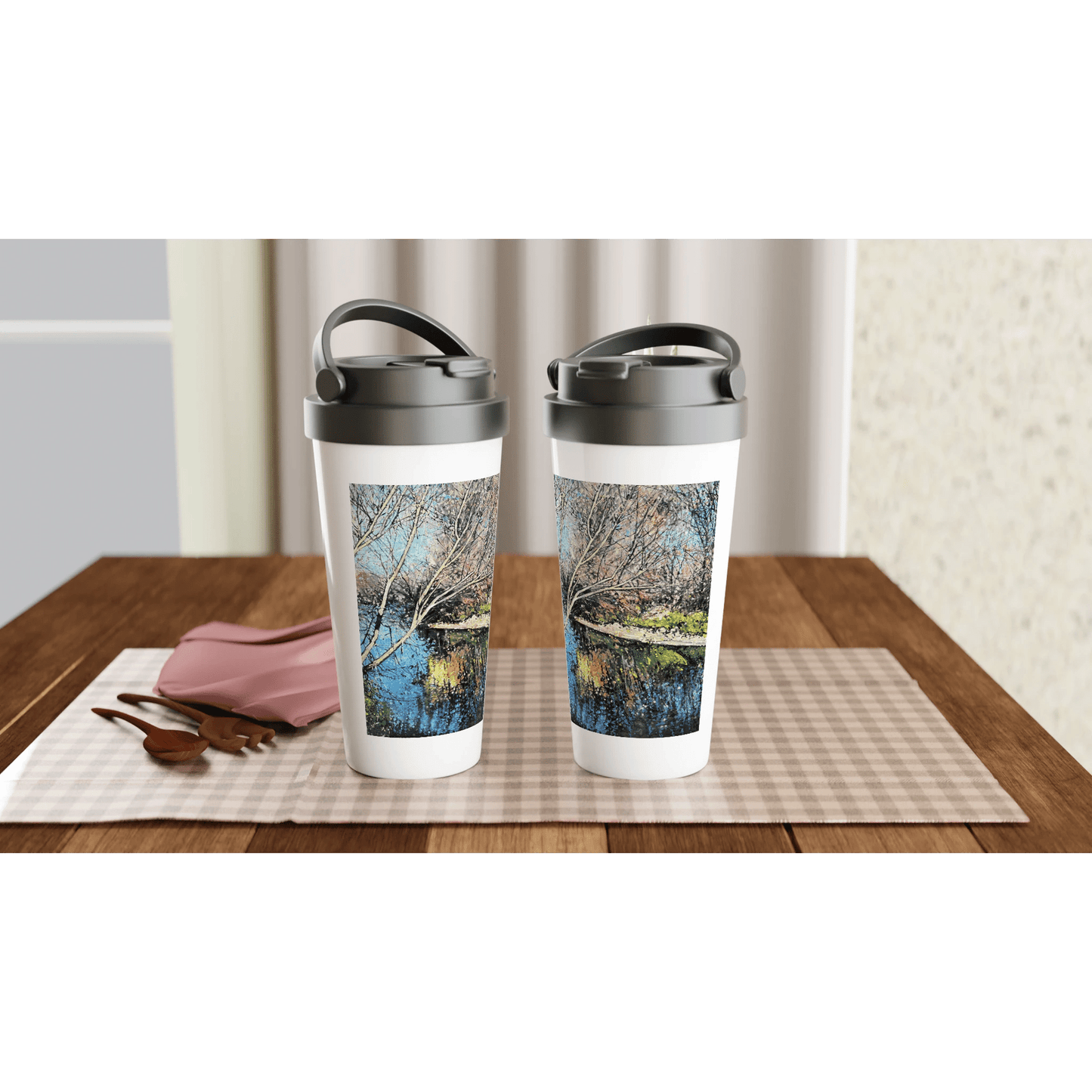 Mirror - White 15oz Stainless Steel Travel Mug - eduardgurevich
