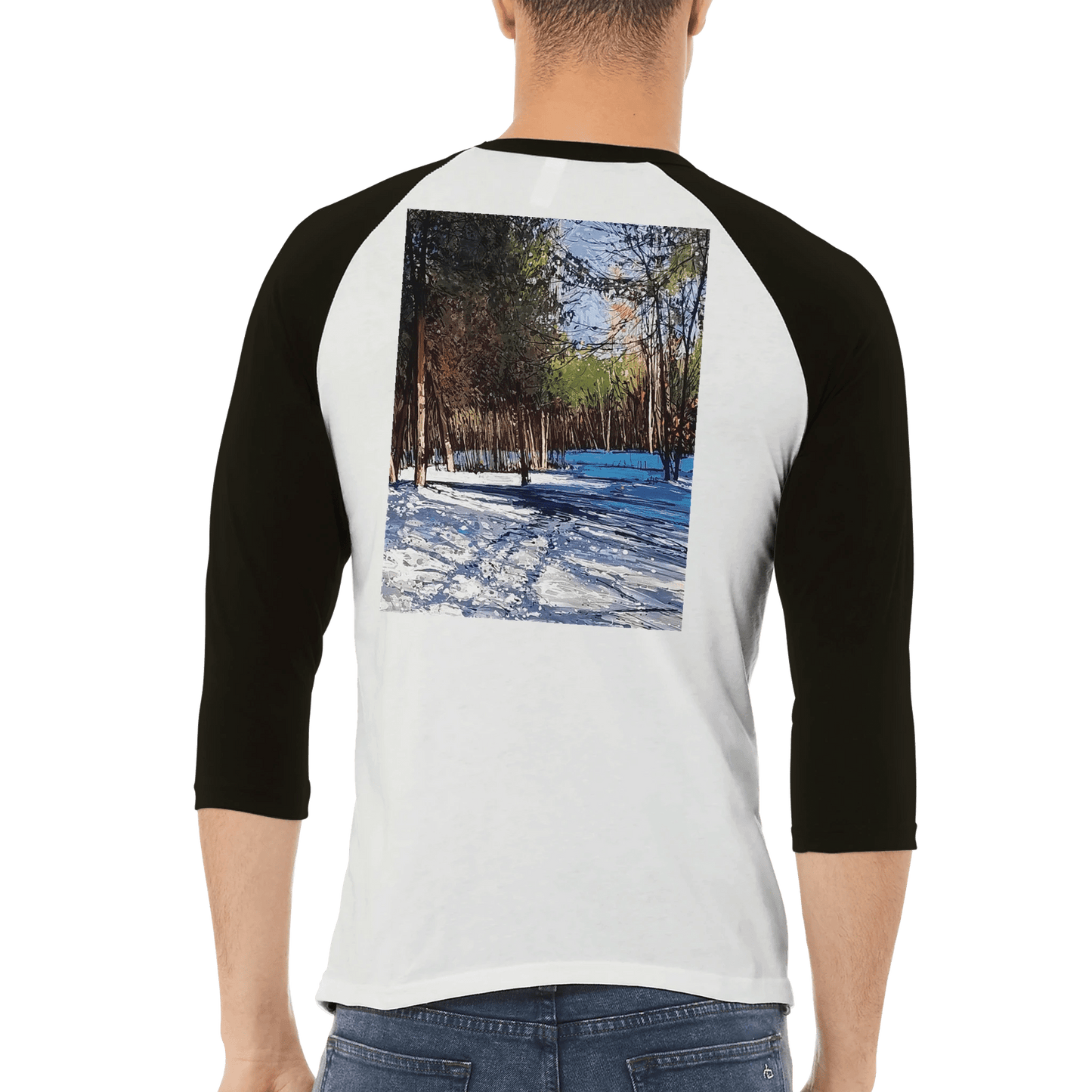 Outer space - Unisex 3/4 sleeve Raglan T-shirt - eduardgurevich XL White and Black