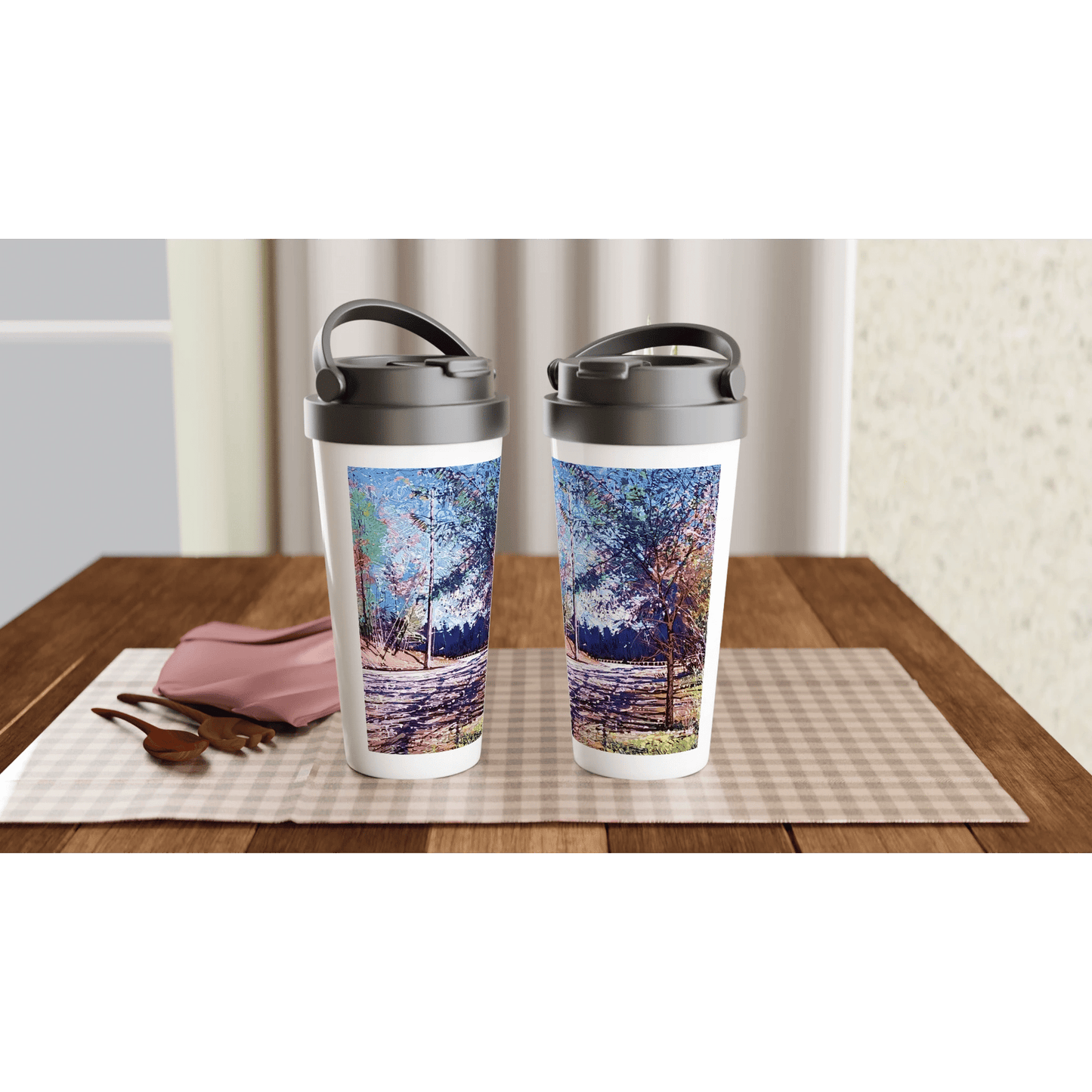 Road twist - White 15oz Stainless Steel Travel Mug - eduardgurevich