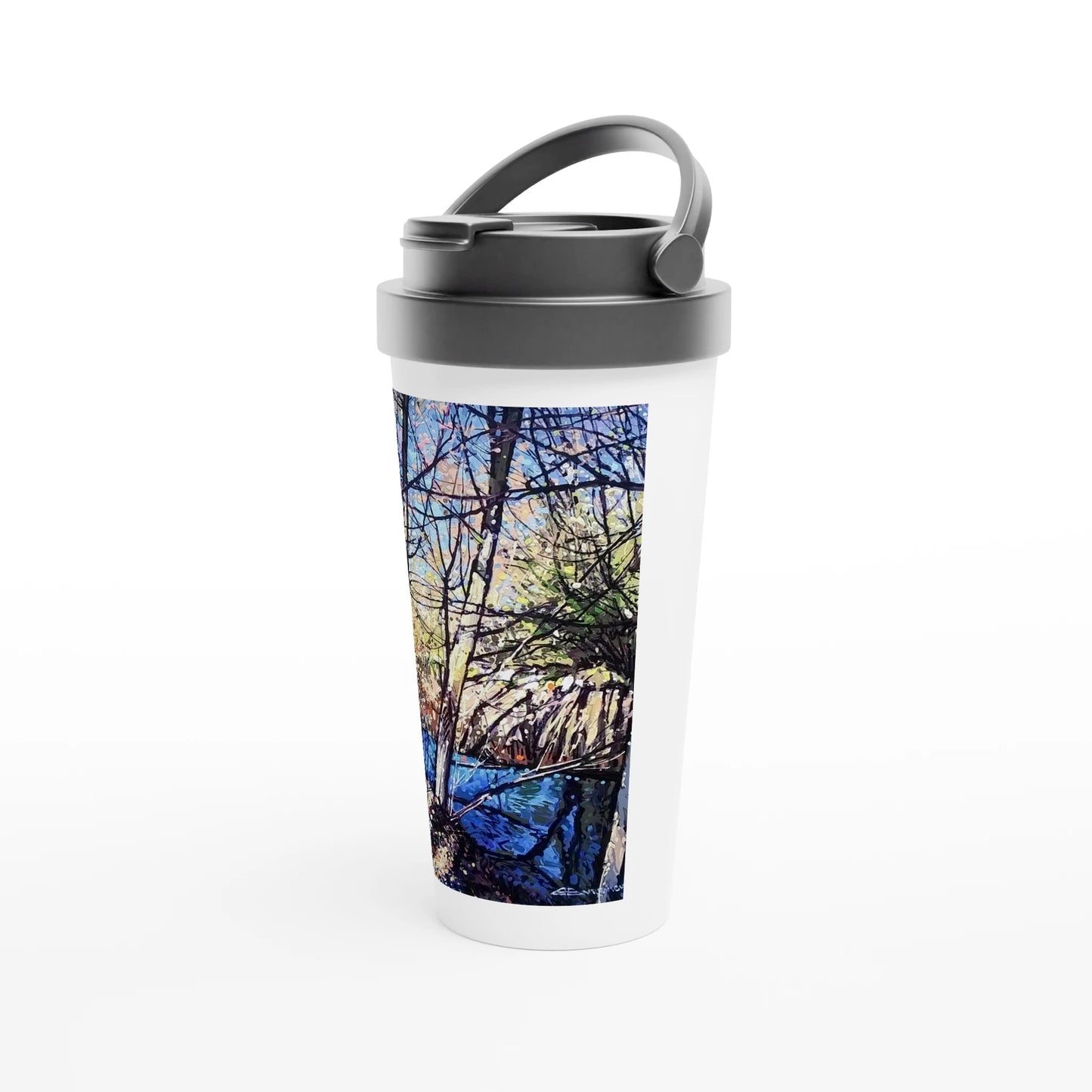 Rumors - White 15oz Stainless Steel Travel Mug - eduardgurevich