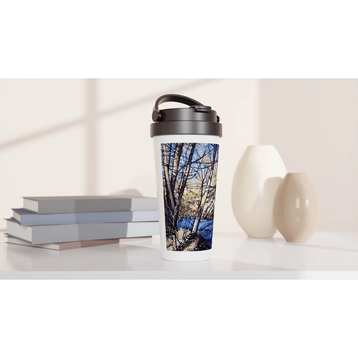 Rumors - White 15oz Stainless Steel Travel Mug - eduardgurevich