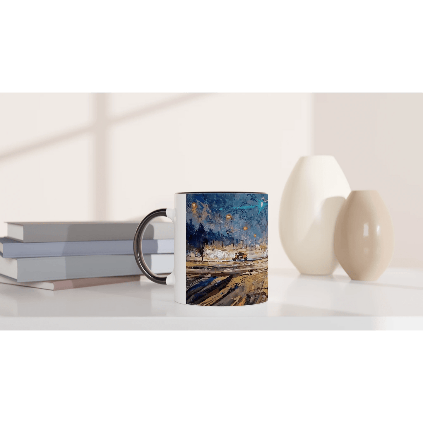 Again and again - White 11oz Ceramic Mug with Color Inside - eduardgurevich