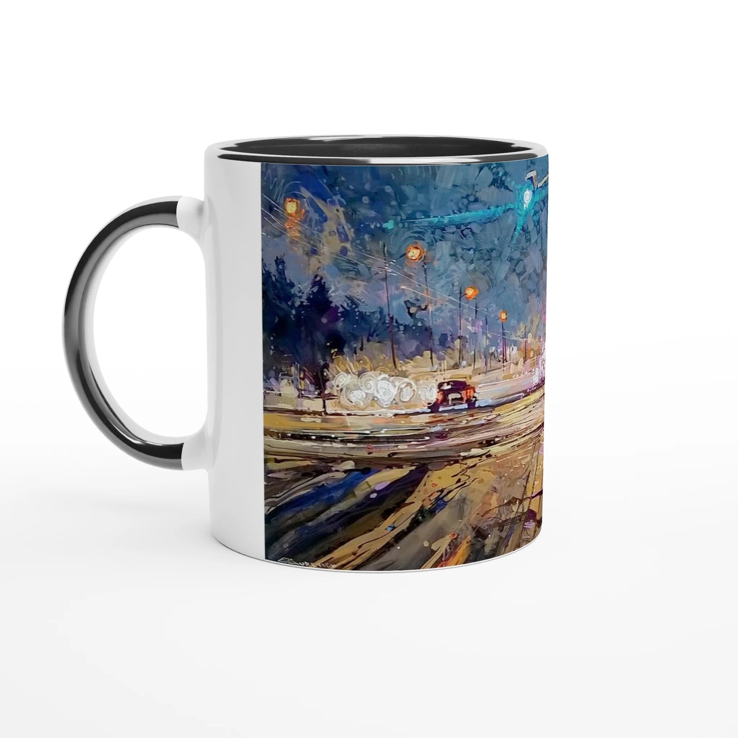 Again and again - White 11oz Ceramic Mug with Color Inside - eduardgurevich
