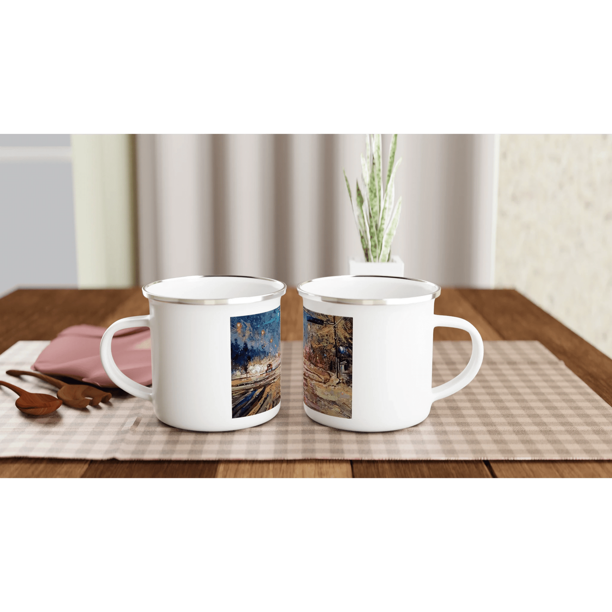 Again and again - White 12oz Enamel Mug - eduardgurevich