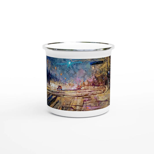 Again and again - White 12oz Enamel Mug - eduardgurevich