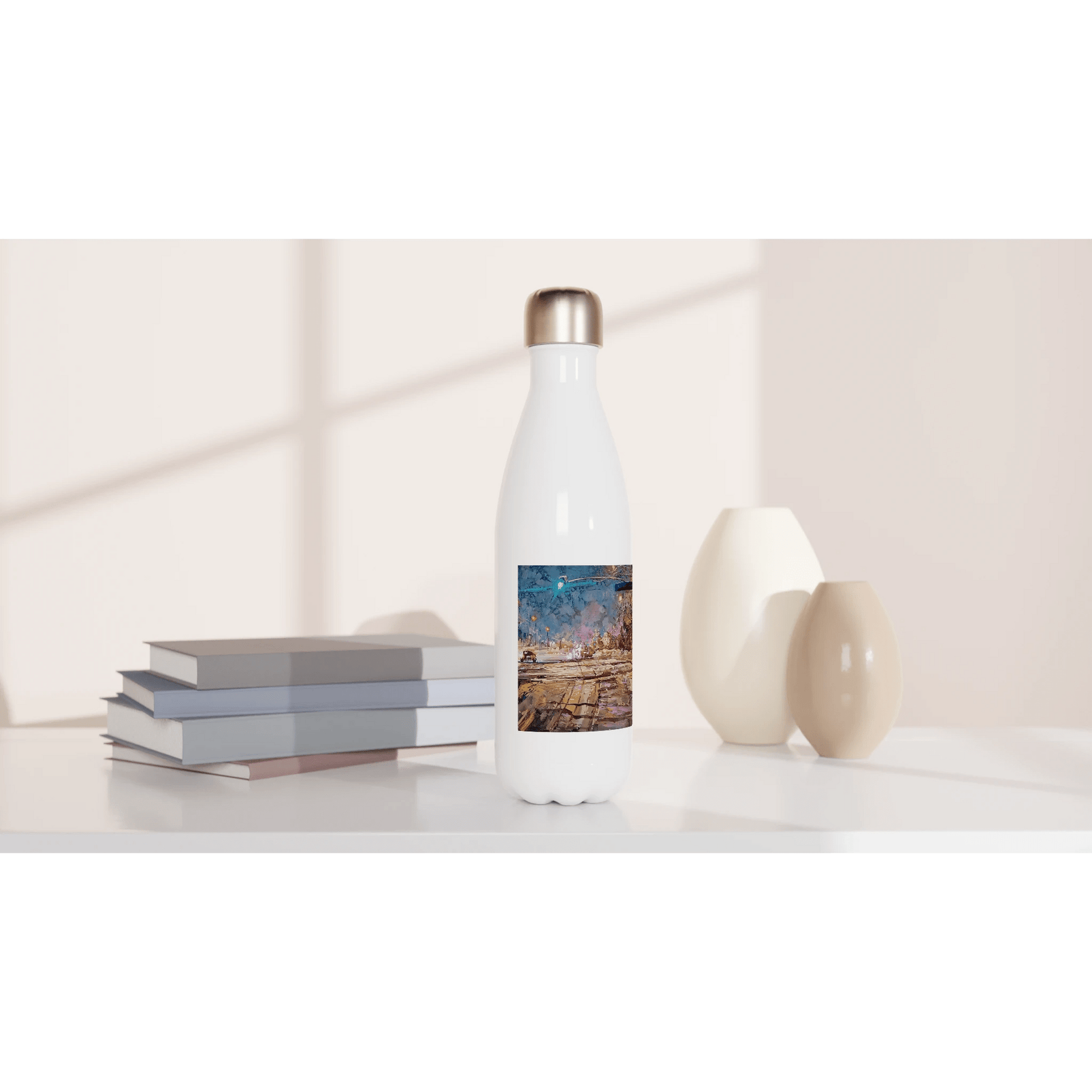 Again and again - White 17oz Stainless Steel Water Bottle - eduardgurevich