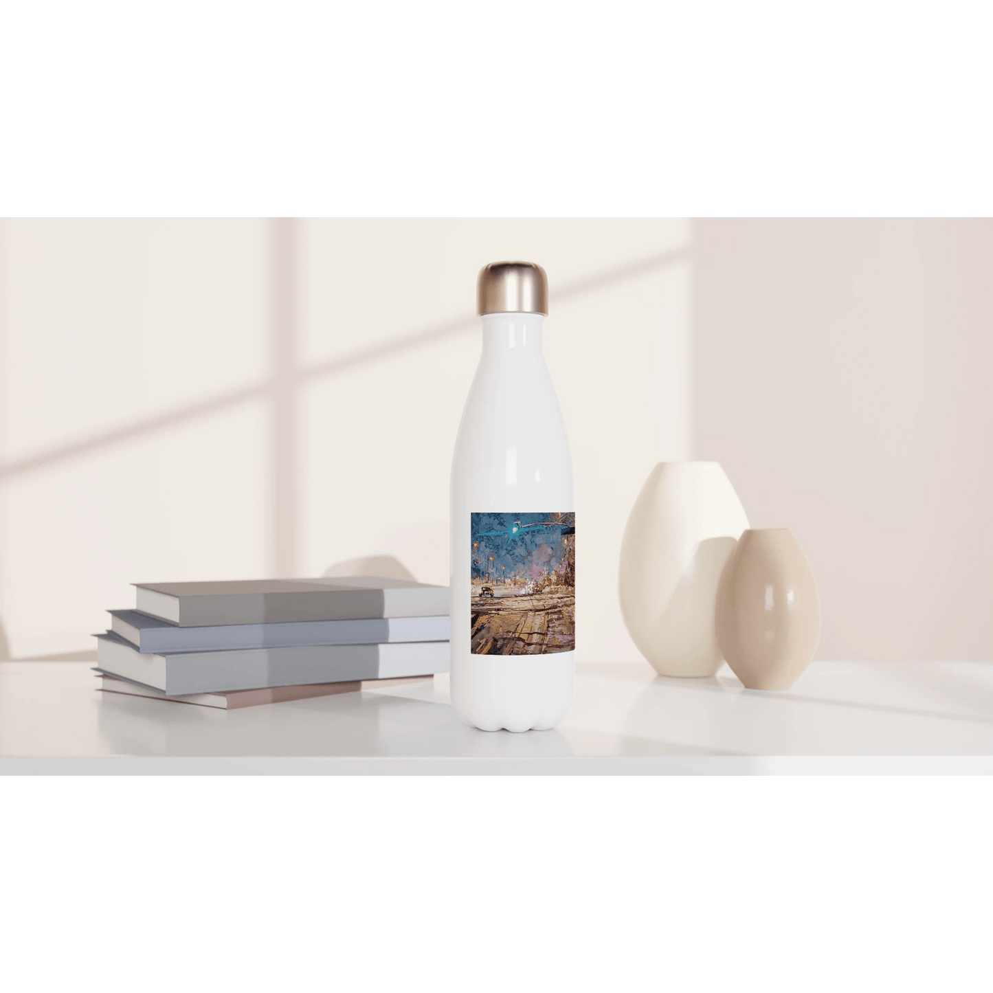 Again and again - White 17oz Stainless Steel Water Bottle - eduardgurevich