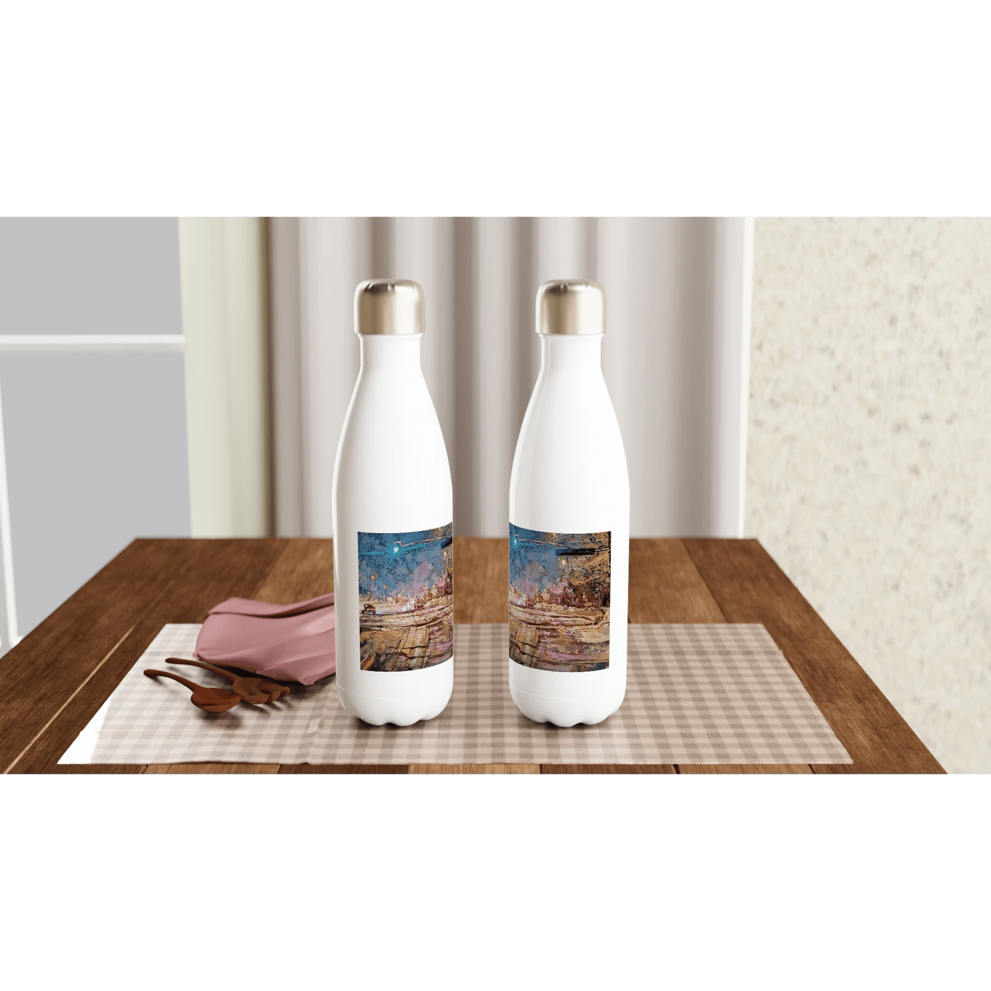 Again and again - White 17oz Stainless Steel Water Bottle - eduardgurevich