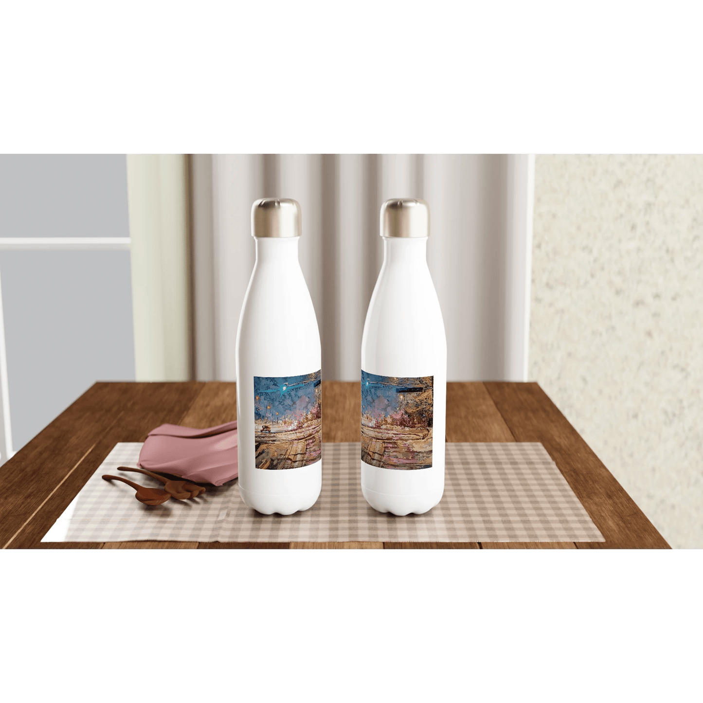 Again and again - White 17oz Stainless Steel Water Bottle - eduardgurevich