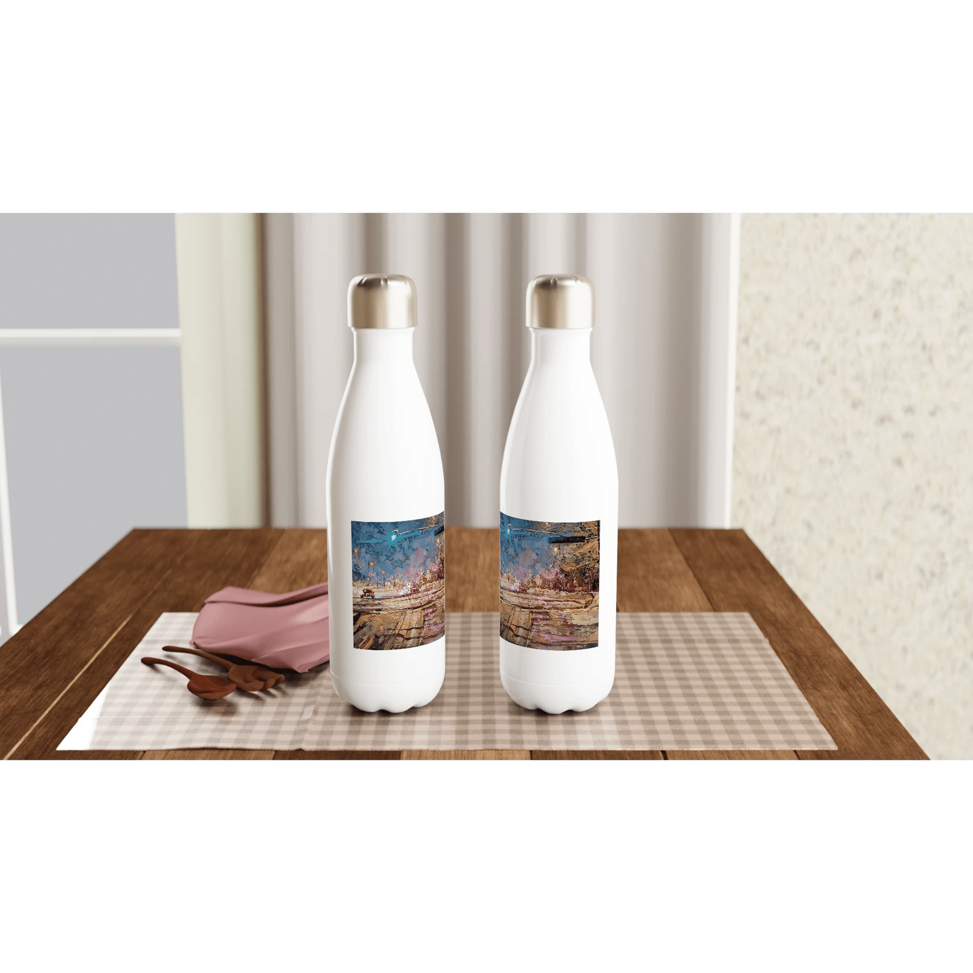 Again and again - White 17oz Stainless Steel Water Bottle - eduardgurevich