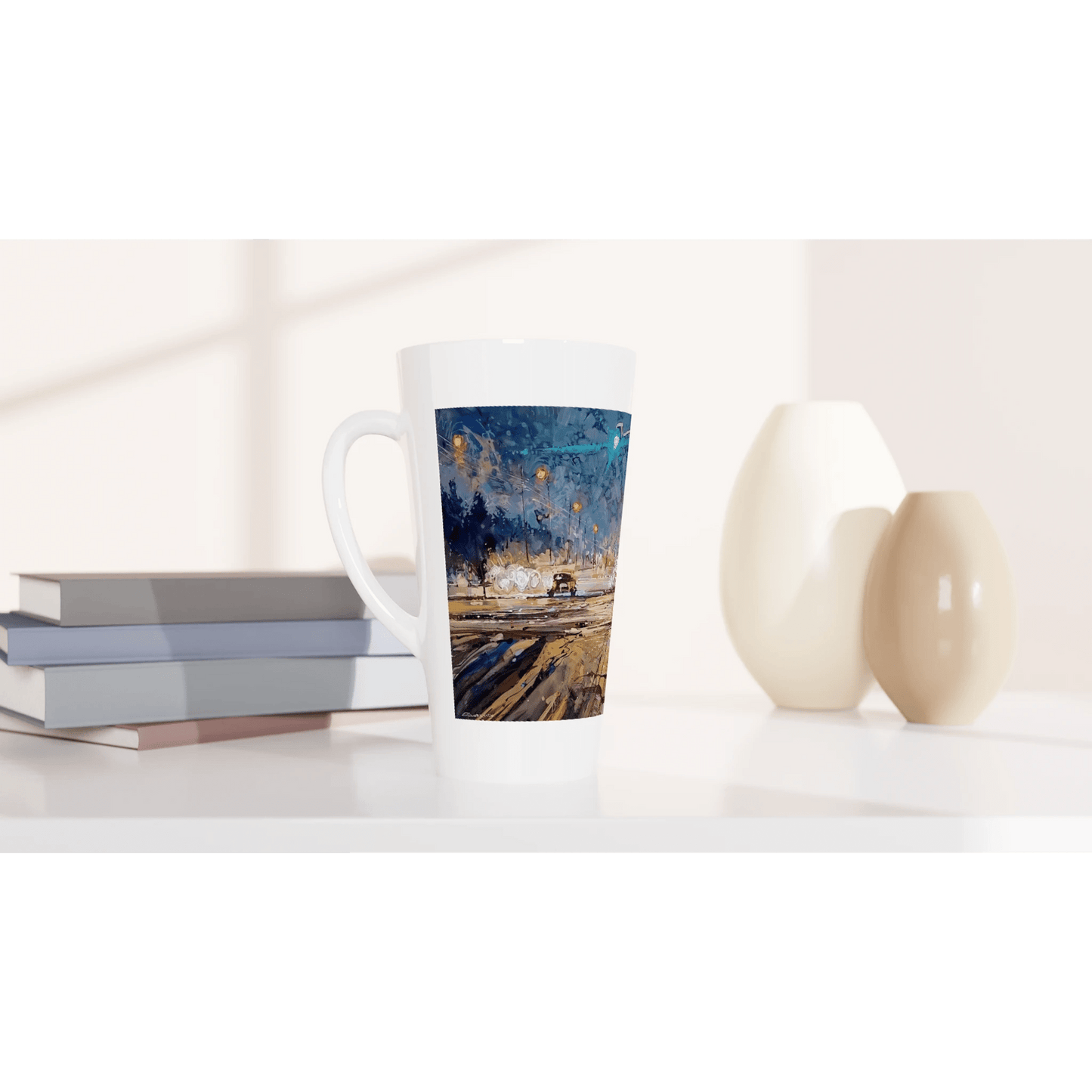 Again and again - White Latte 17oz Ceramic Mug - eduardgurevich