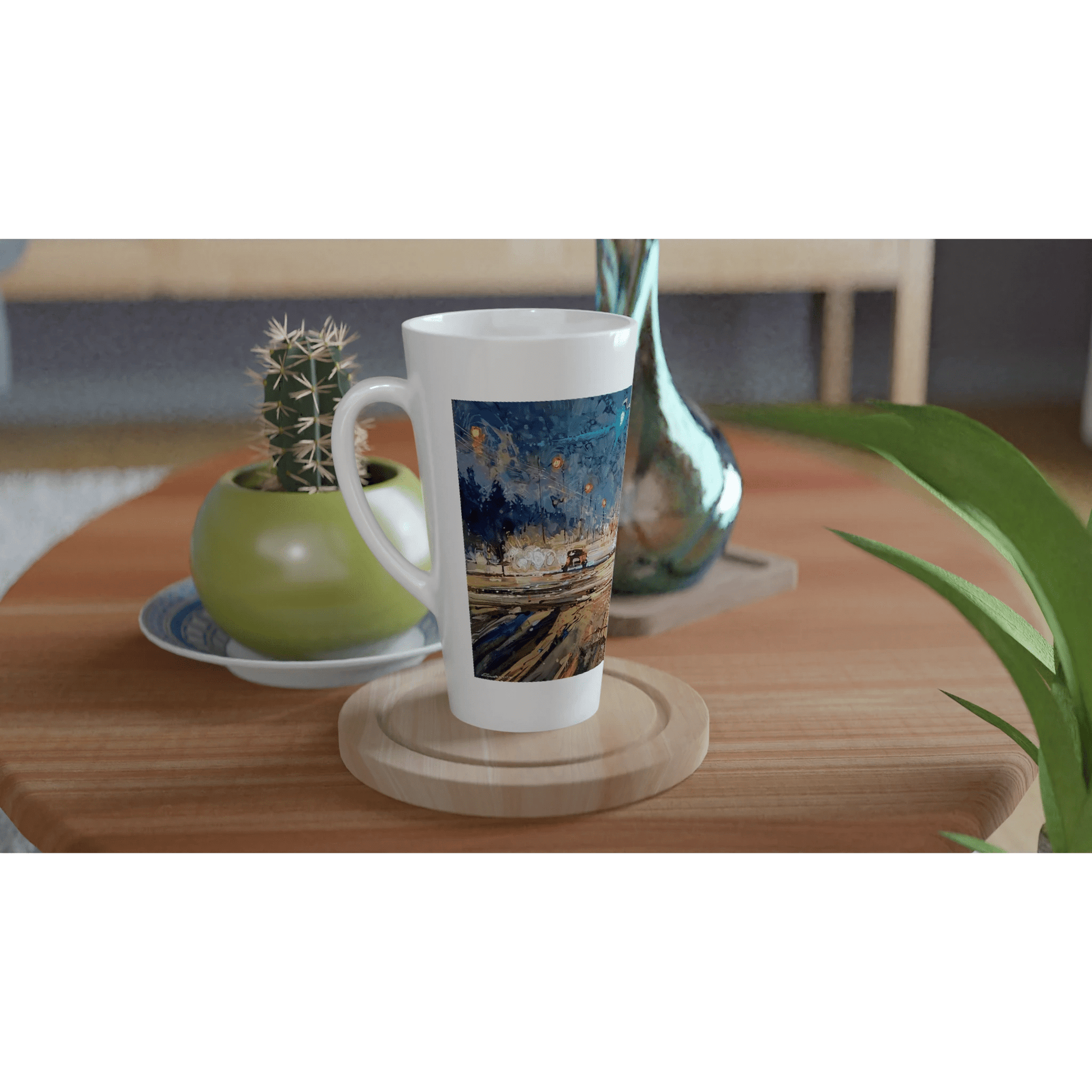 Again and again - White Latte 17oz Ceramic Mug - eduardgurevich