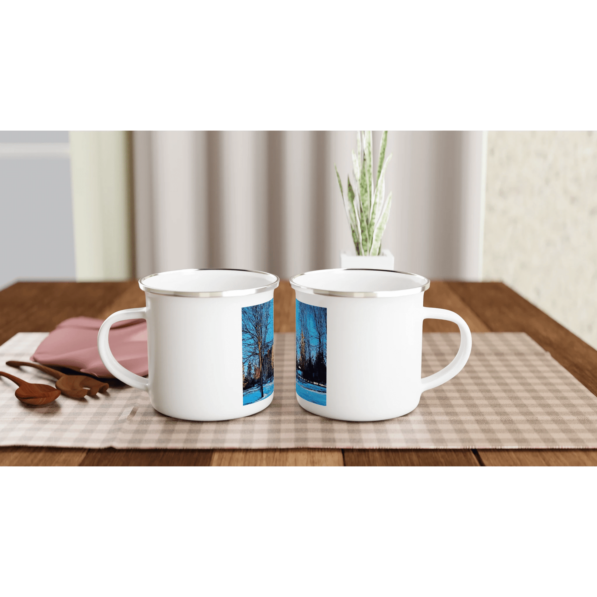 Before and after - White 12oz Enamel Mug - eduardgurevich