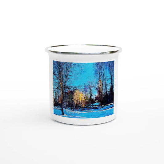 Before and after - White 12oz Enamel Mug - eduardgurevich