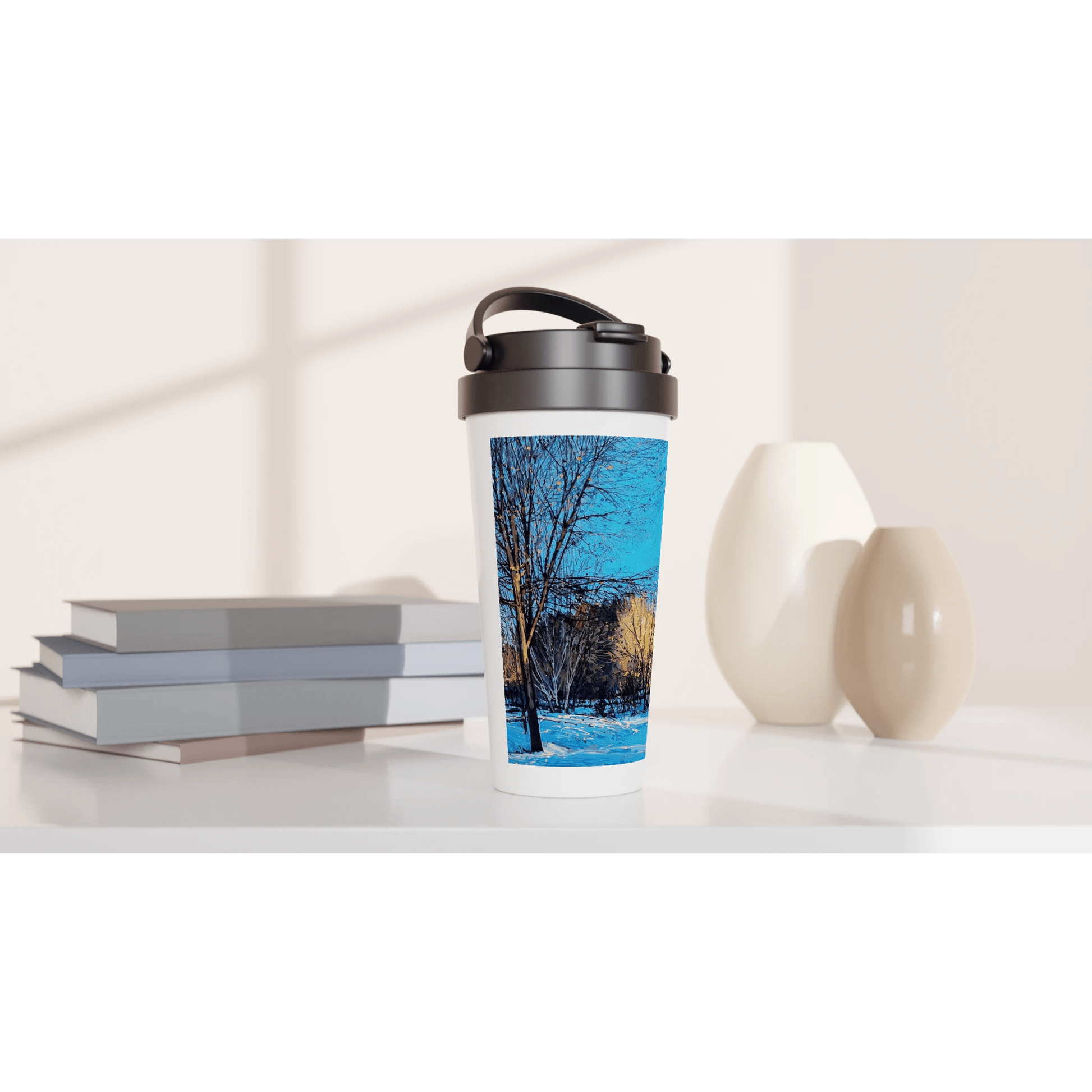 Before and after - White 15oz Stainless Steel Travel Mug - eduardgurevich