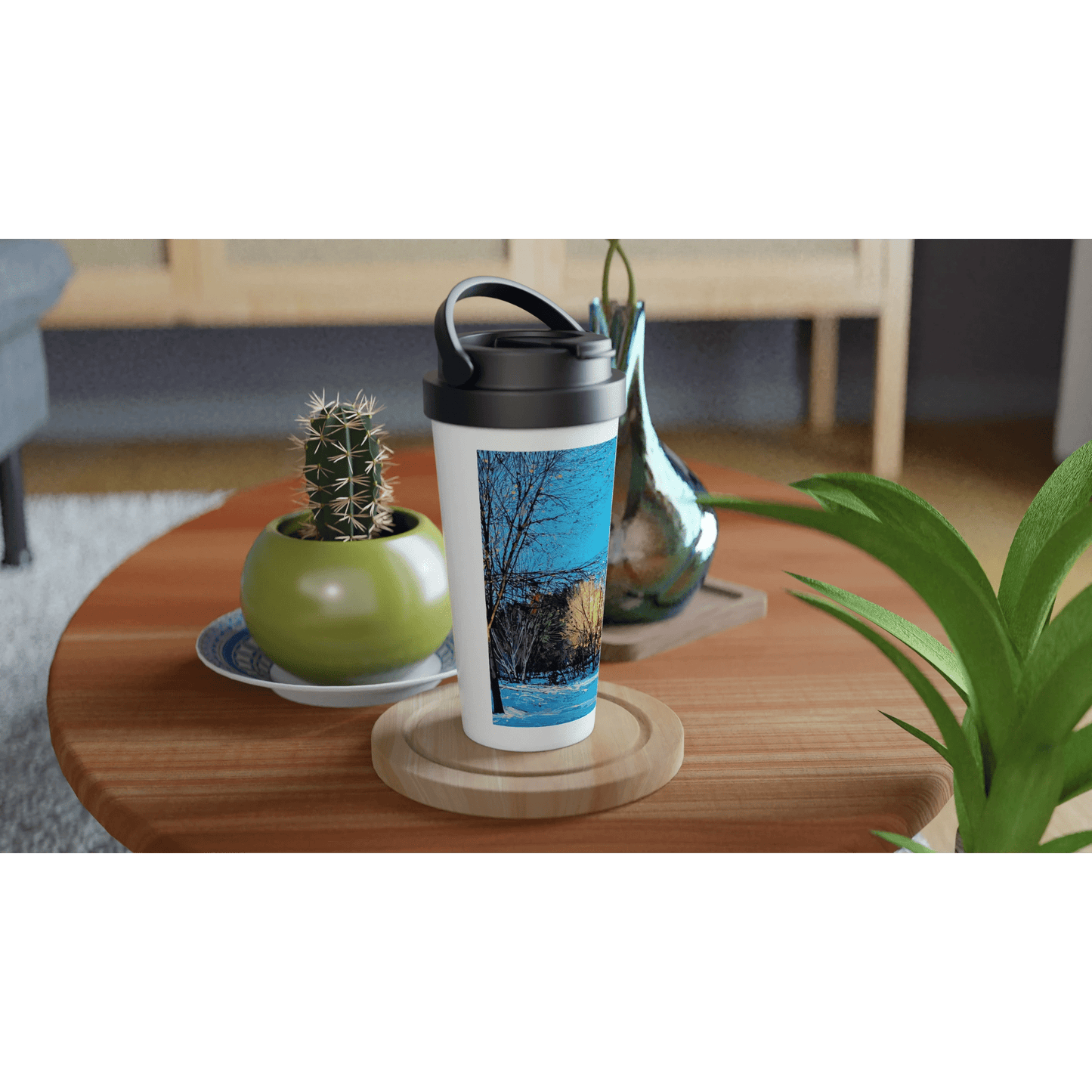 Before and after - White 15oz Stainless Steel Travel Mug - eduardgurevich