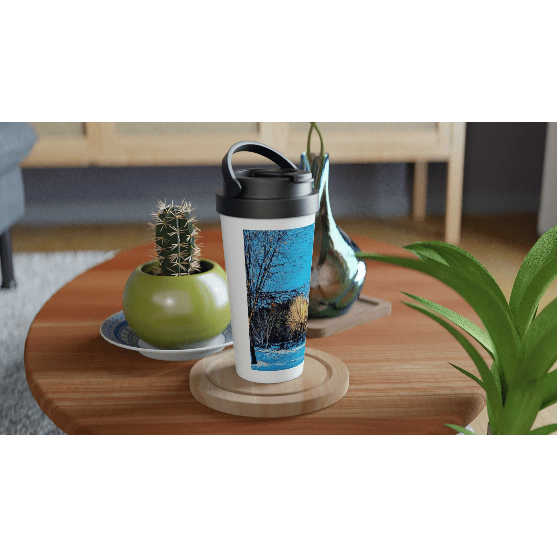Before and after - White 15oz Stainless Steel Travel Mug - eduardgurevich