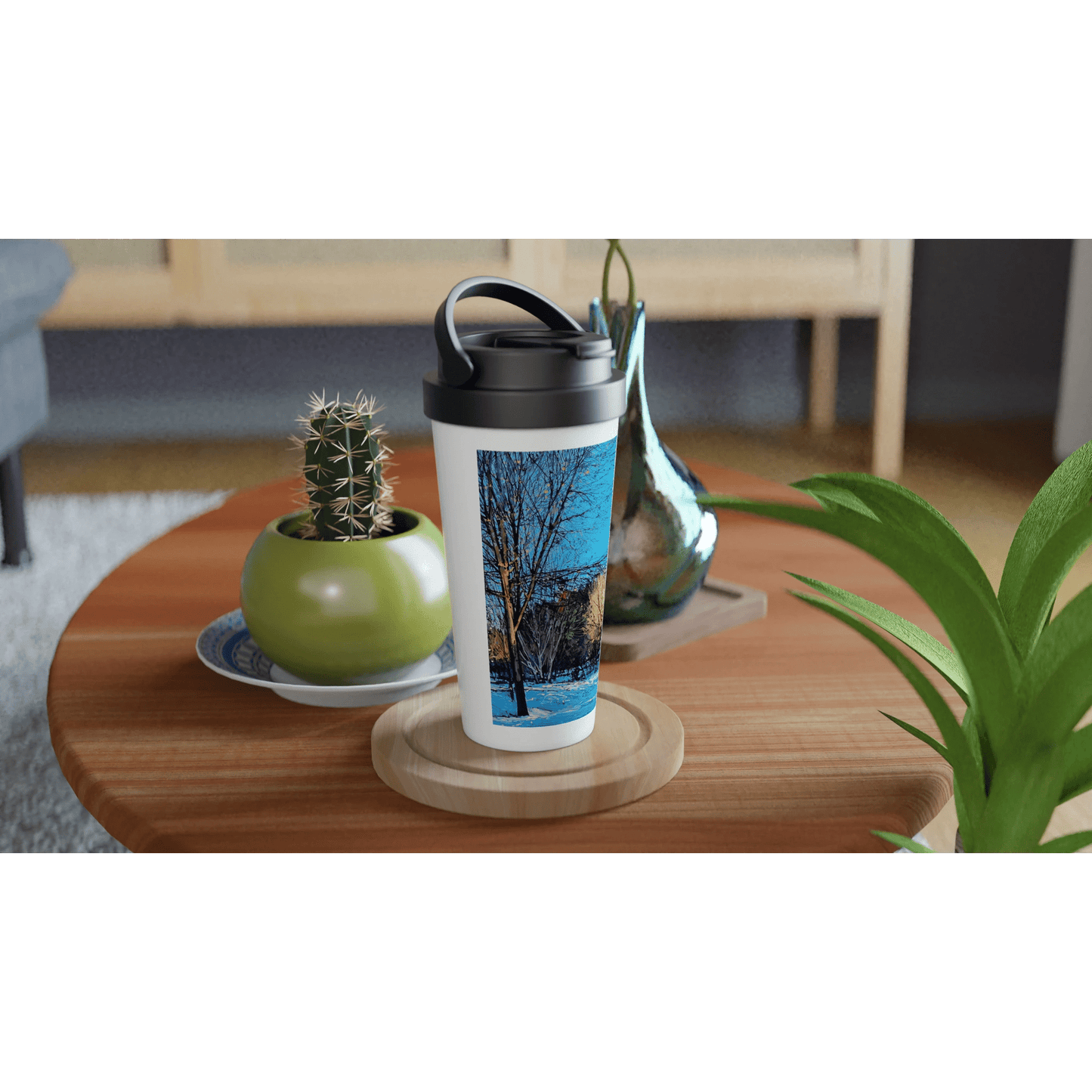 Before and after - White 15oz Stainless Steel Travel Mug - eduardgurevich