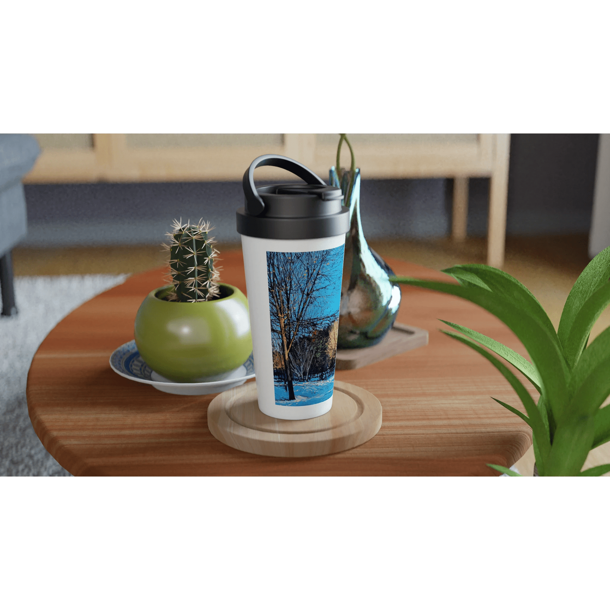 Before and after - White 15oz Stainless Steel Travel Mug - eduardgurevich