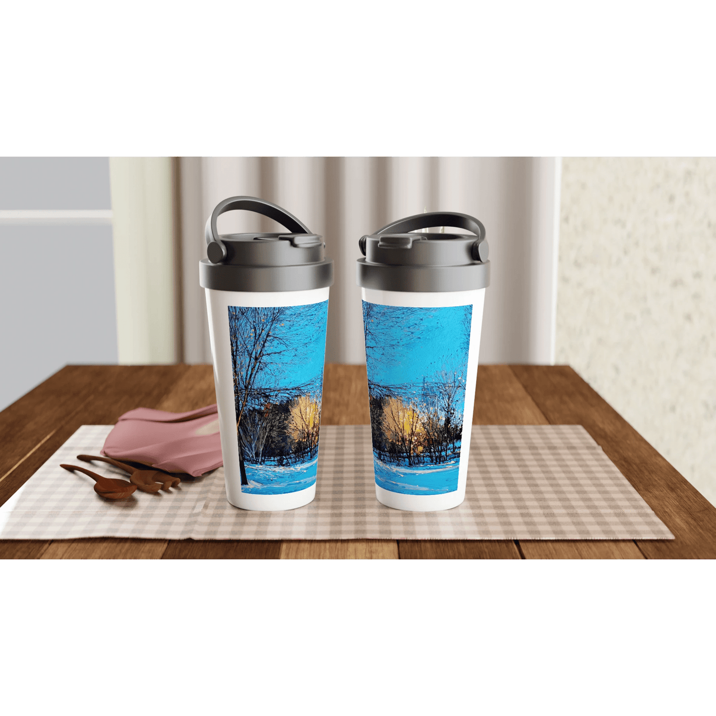 Before and after - White 15oz Stainless Steel Travel Mug - eduardgurevich