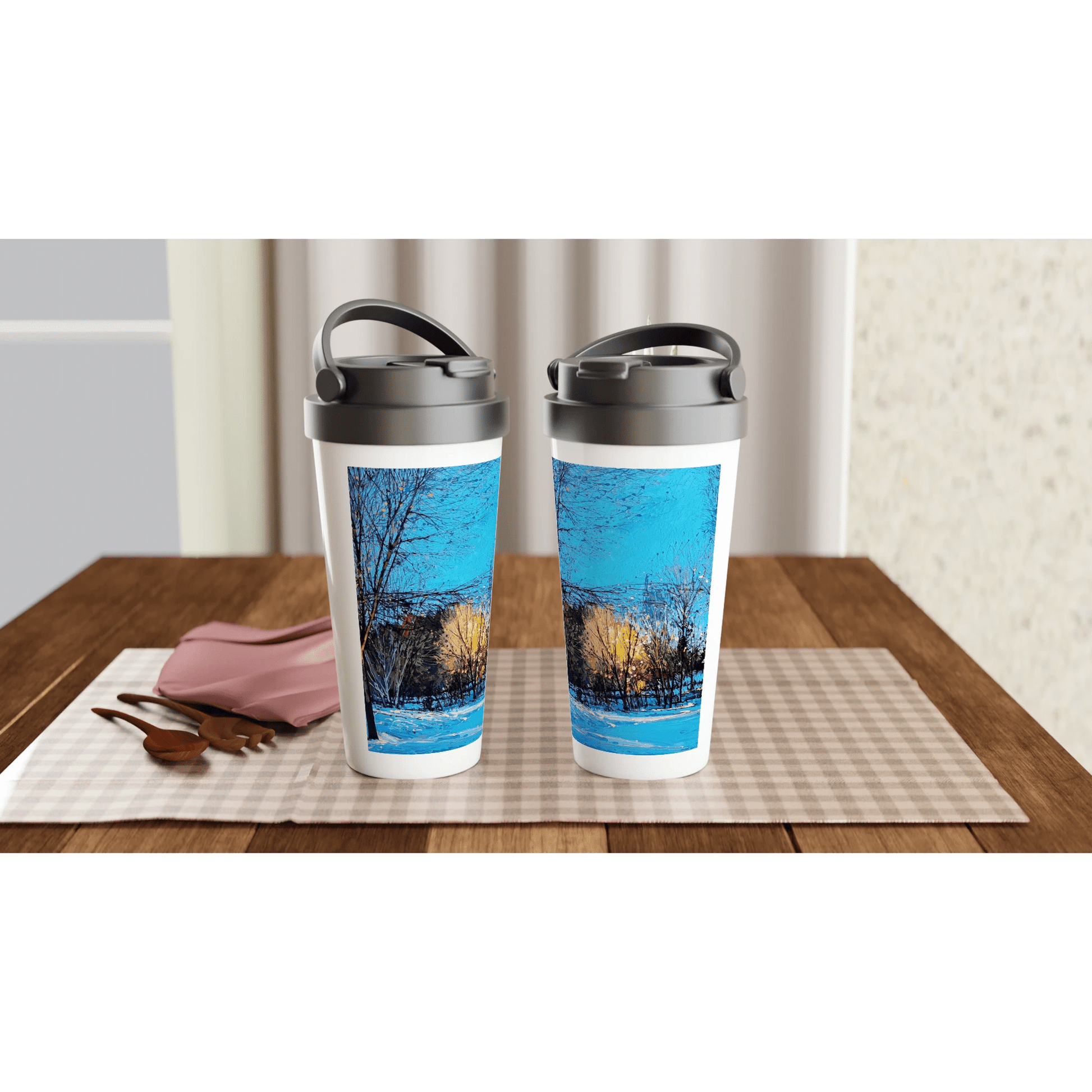 Before and after - White 15oz Stainless Steel Travel Mug - eduardgurevich