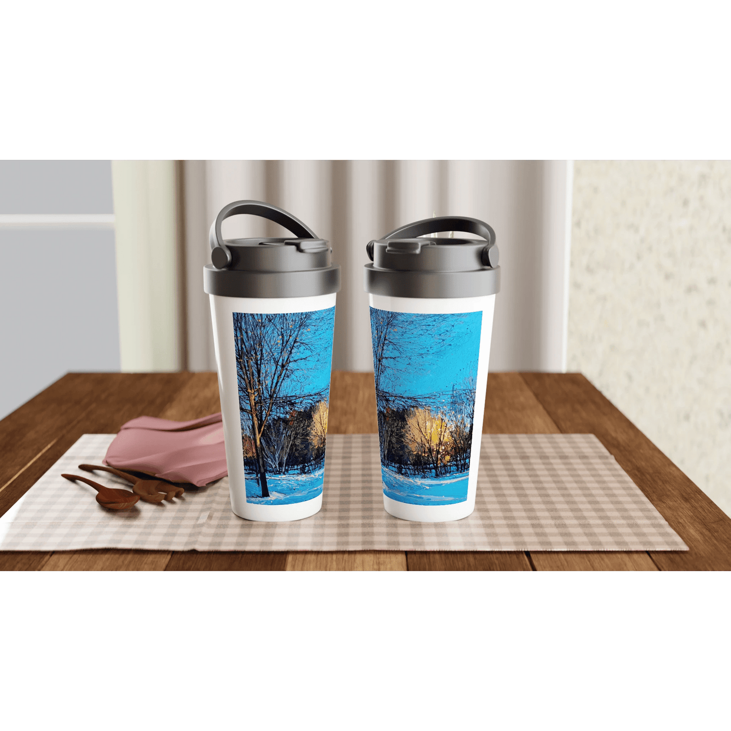 Before and after - White 15oz Stainless Steel Travel Mug - eduardgurevich