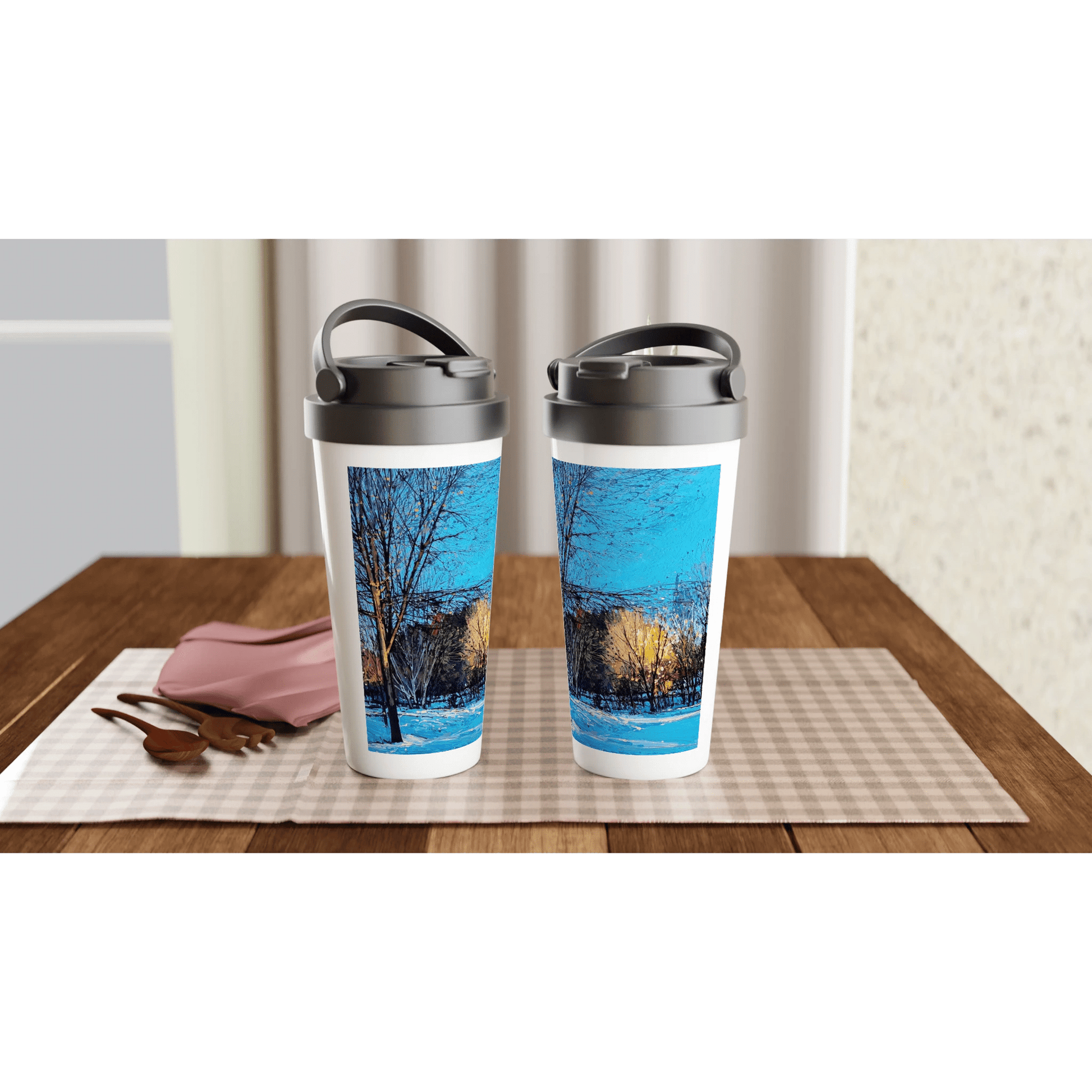 Before and after - White 15oz Stainless Steel Travel Mug - eduardgurevich