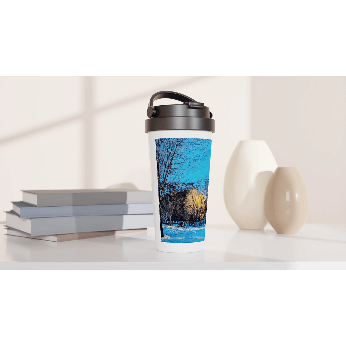 Before and after - White 15oz Stainless Steel Travel Mug - eduardgurevich