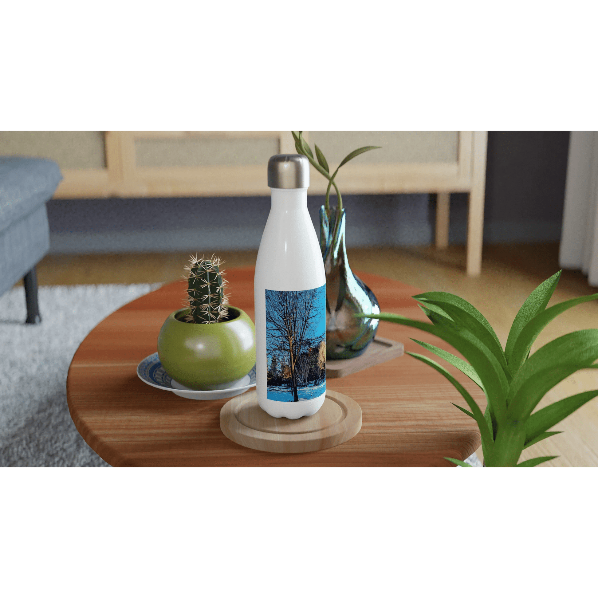 Before and after - White 17oz Stainless Steel Water Bottle - eduardgurevich