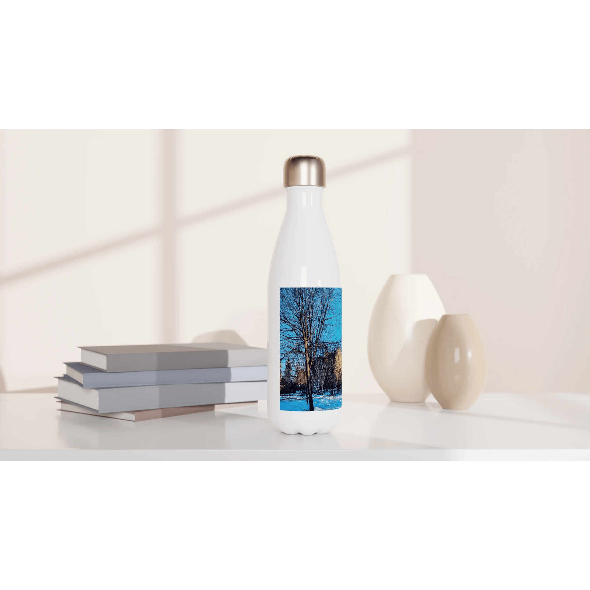 Before and after - White 17oz Stainless Steel Water Bottle - eduardgurevich