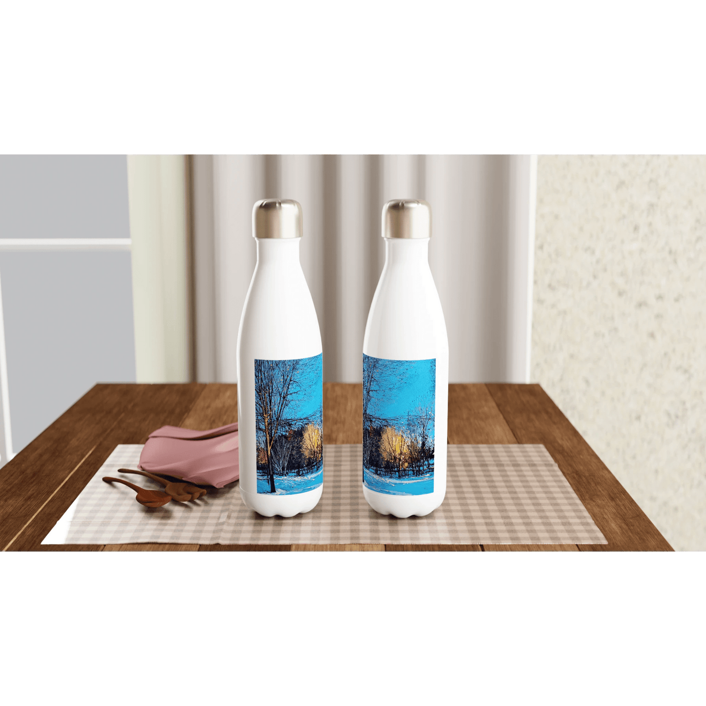 Before and after - White 17oz Stainless Steel Water Bottle - eduardgurevich